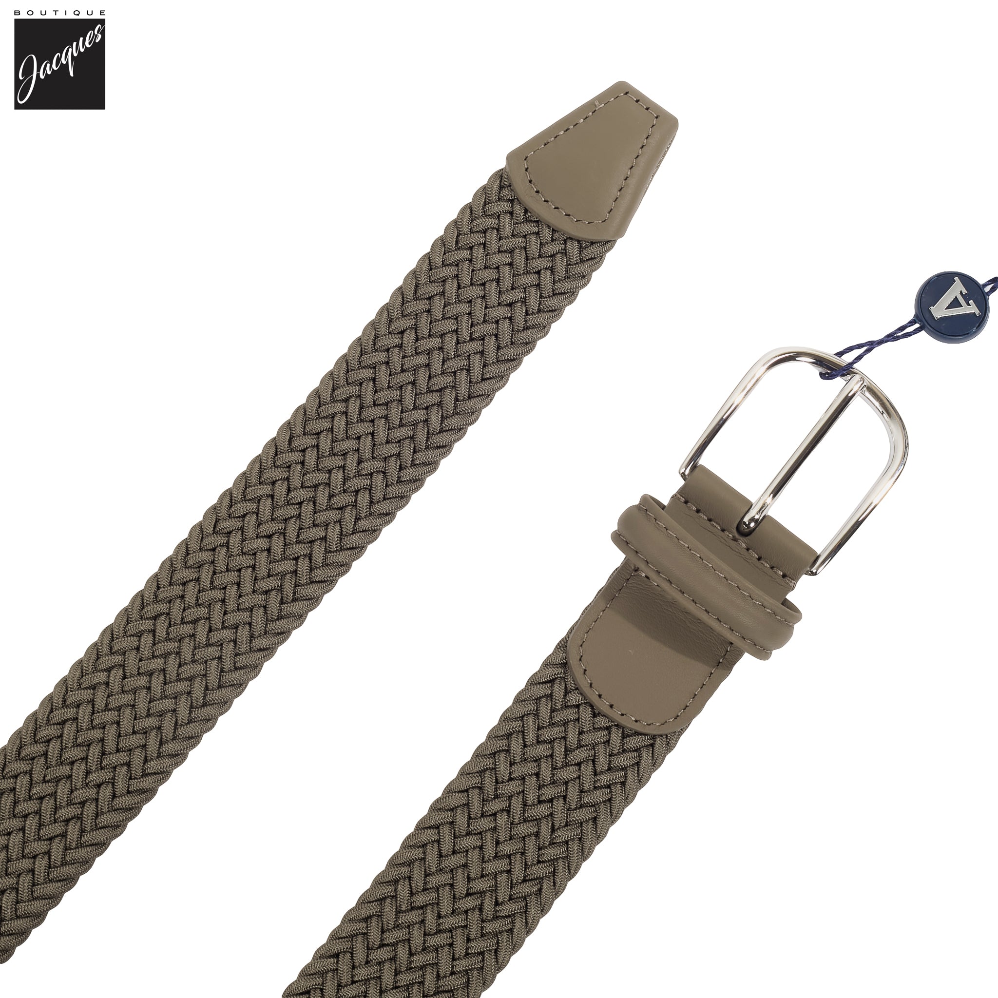 Light Taupe Solid Woven Elastic Belt - Anderson's - Boutique Jacques International