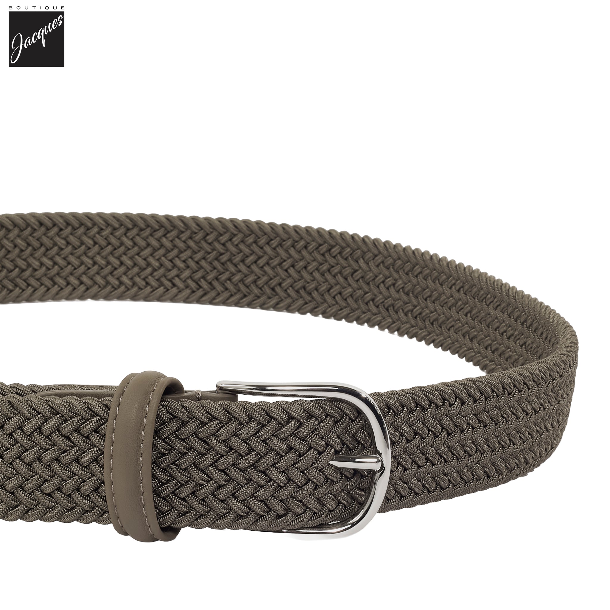Light Taupe Solid Woven Elastic Belt - Anderson's - Boutique Jacques International