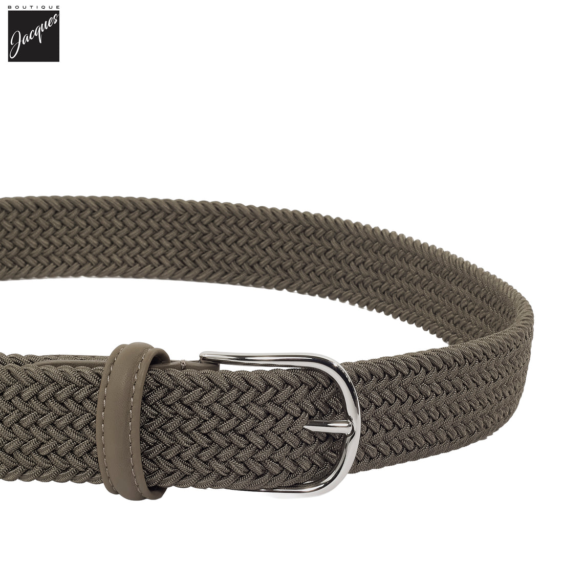 Light Taupe Solid Woven Elastic Belt - Anderson's - Boutique Jacques International