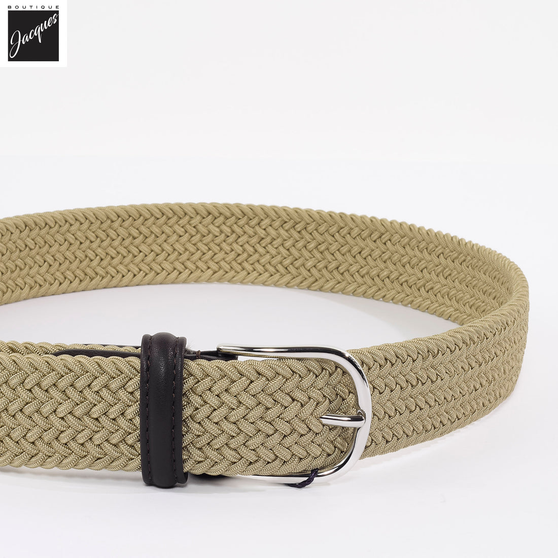 Tan Solid Woven Elastic Belt - Anderson's - Boutique Jacques International