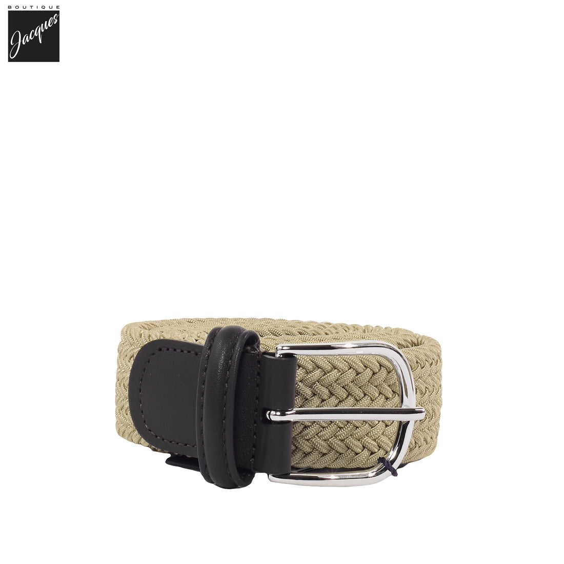 Tan Solid Woven Elastic Belt - Anderson's - Boutique Jacques International