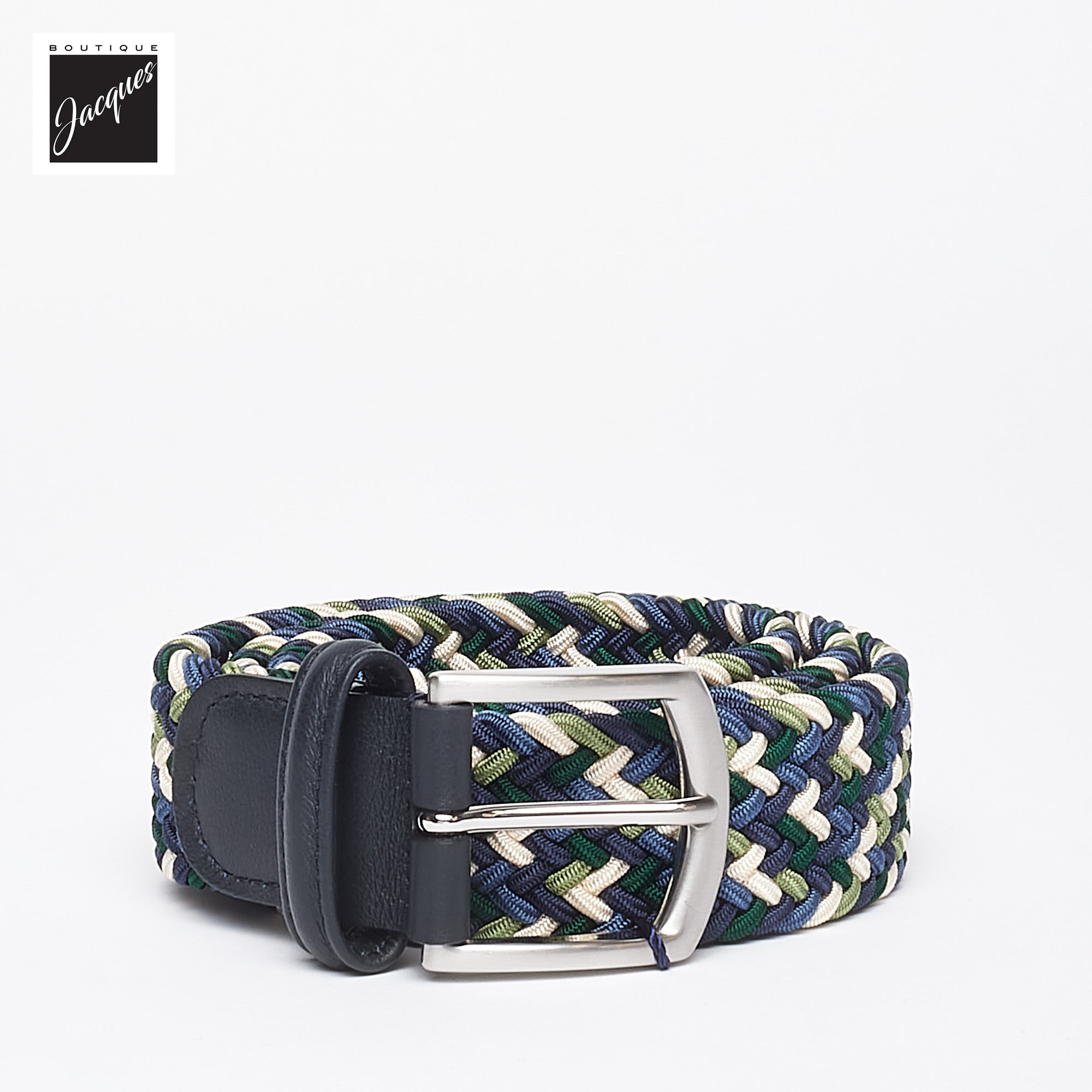 Blue & Green Multicolour Woven Elastic Belt - Anderson's - Boutique Jacques International