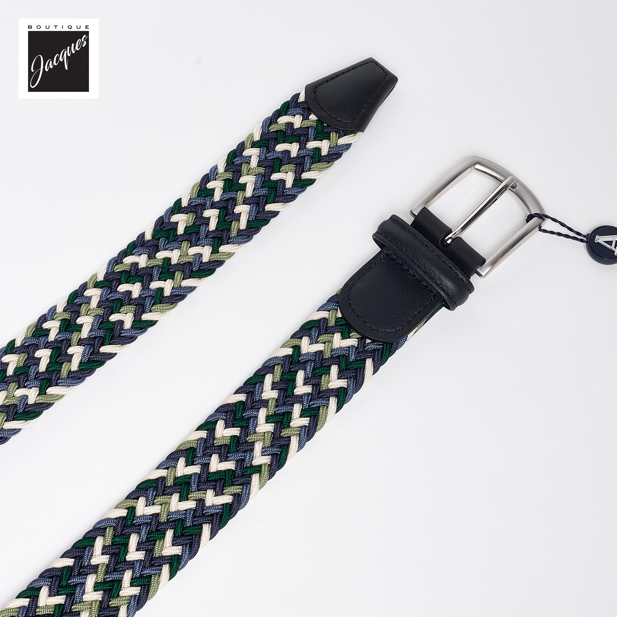 Blue & Green Multicolour Woven Elastic Belt - Anderson's - Boutique Jacques International