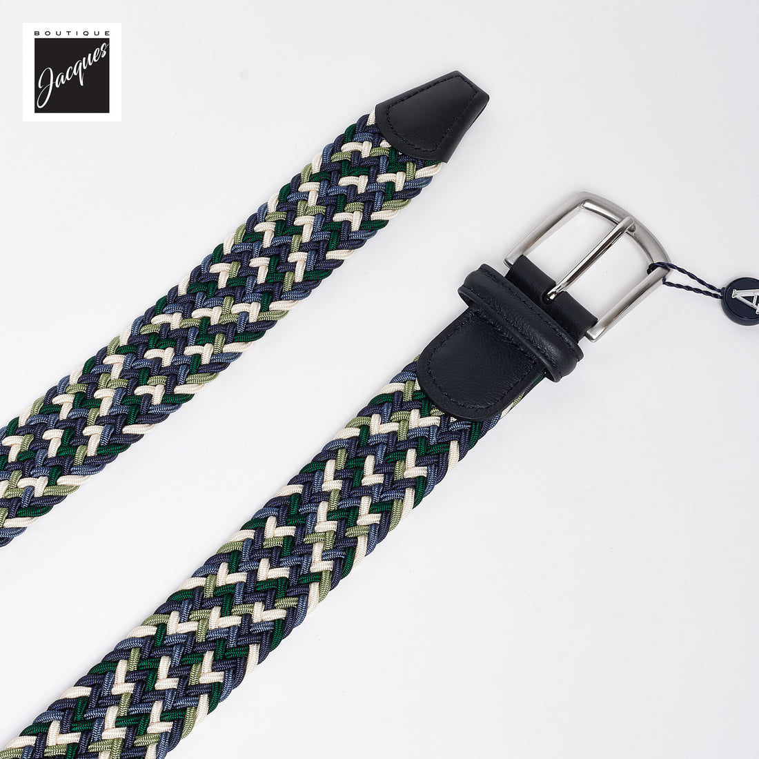 Blue & Green Multicolour Woven Elastic Belt - Anderson's - Boutique Jacques International