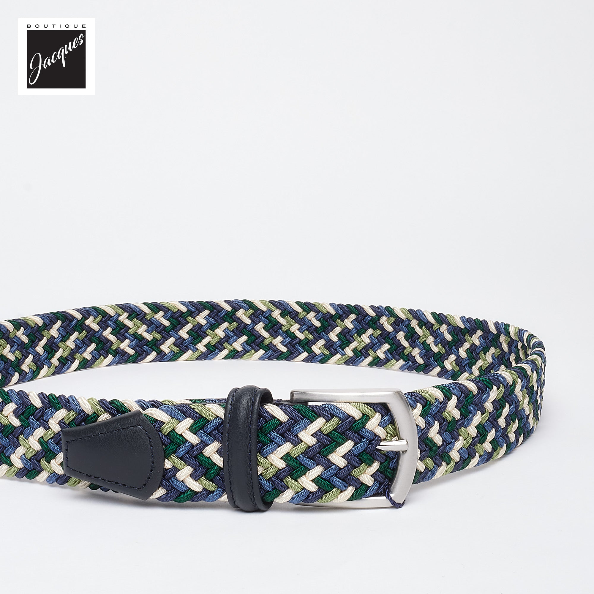 Blue & Green Multicolour Woven Elastic Belt - Anderson's - Boutique Jacques International