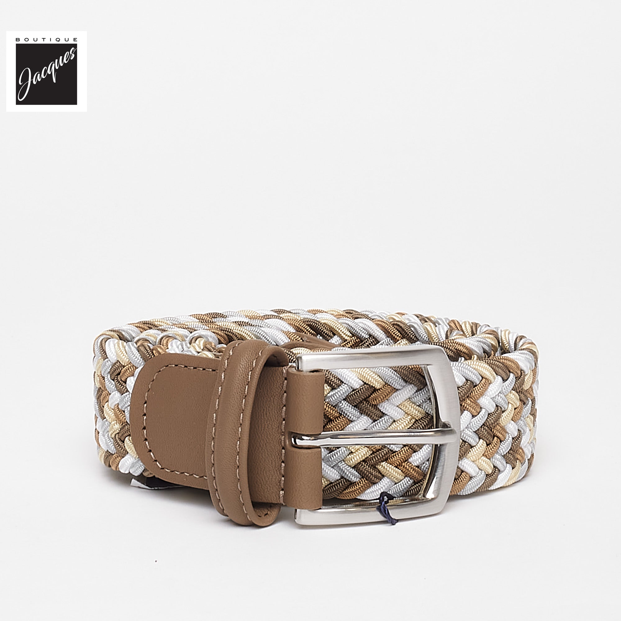Beige Multicolour Woven Elastic Belt - Anderson's - Boutique Jacques International