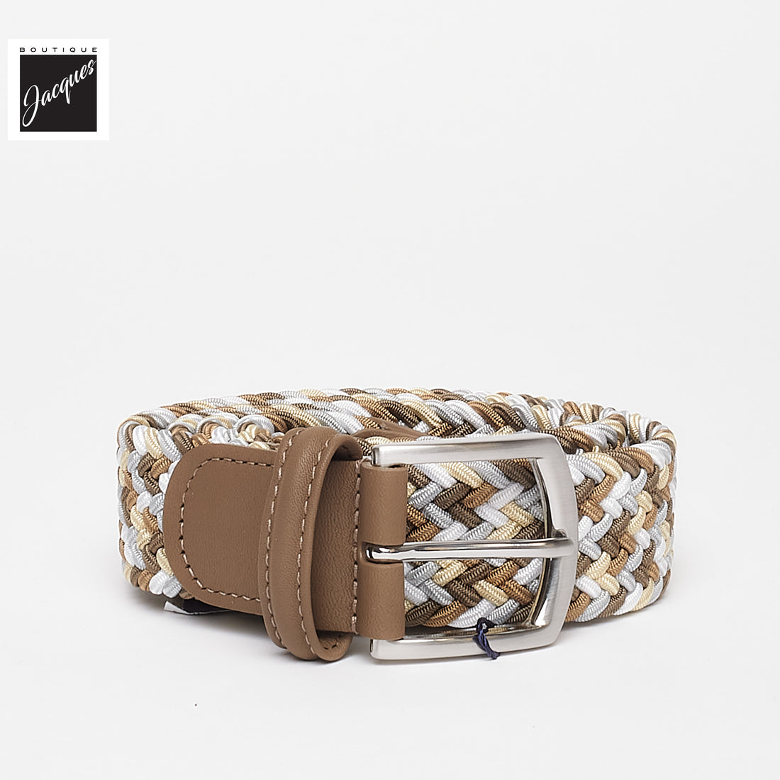Beige Multicolour Woven Elastic Belt - Anderson's - Boutique Jacques International