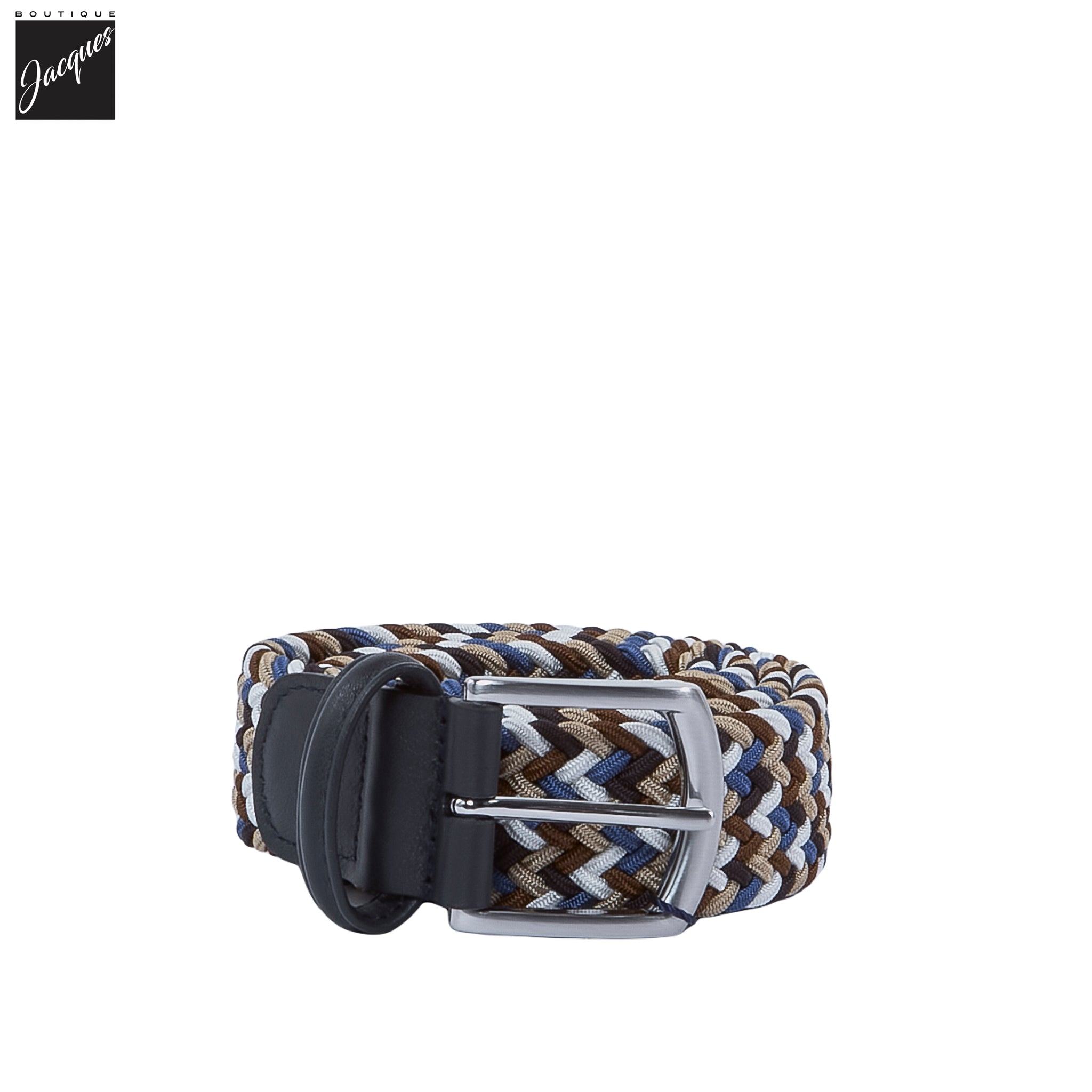 Blue & Brown Multicolour Woven Elastic Belt - Anderson's - Boutique Jacques International