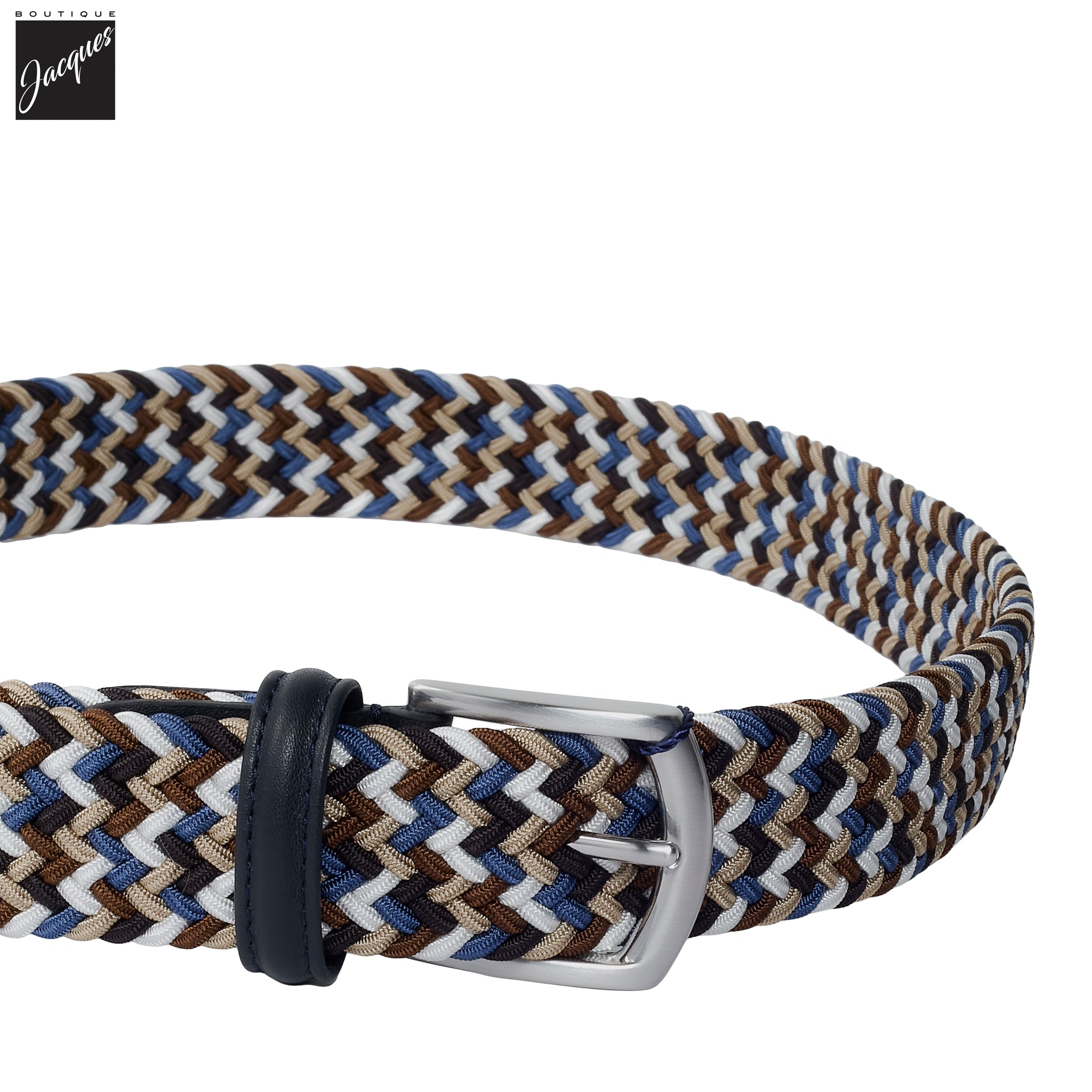 Blue & Brown Multicolour Woven Elastic Belt - Anderson's - Boutique Jacques International