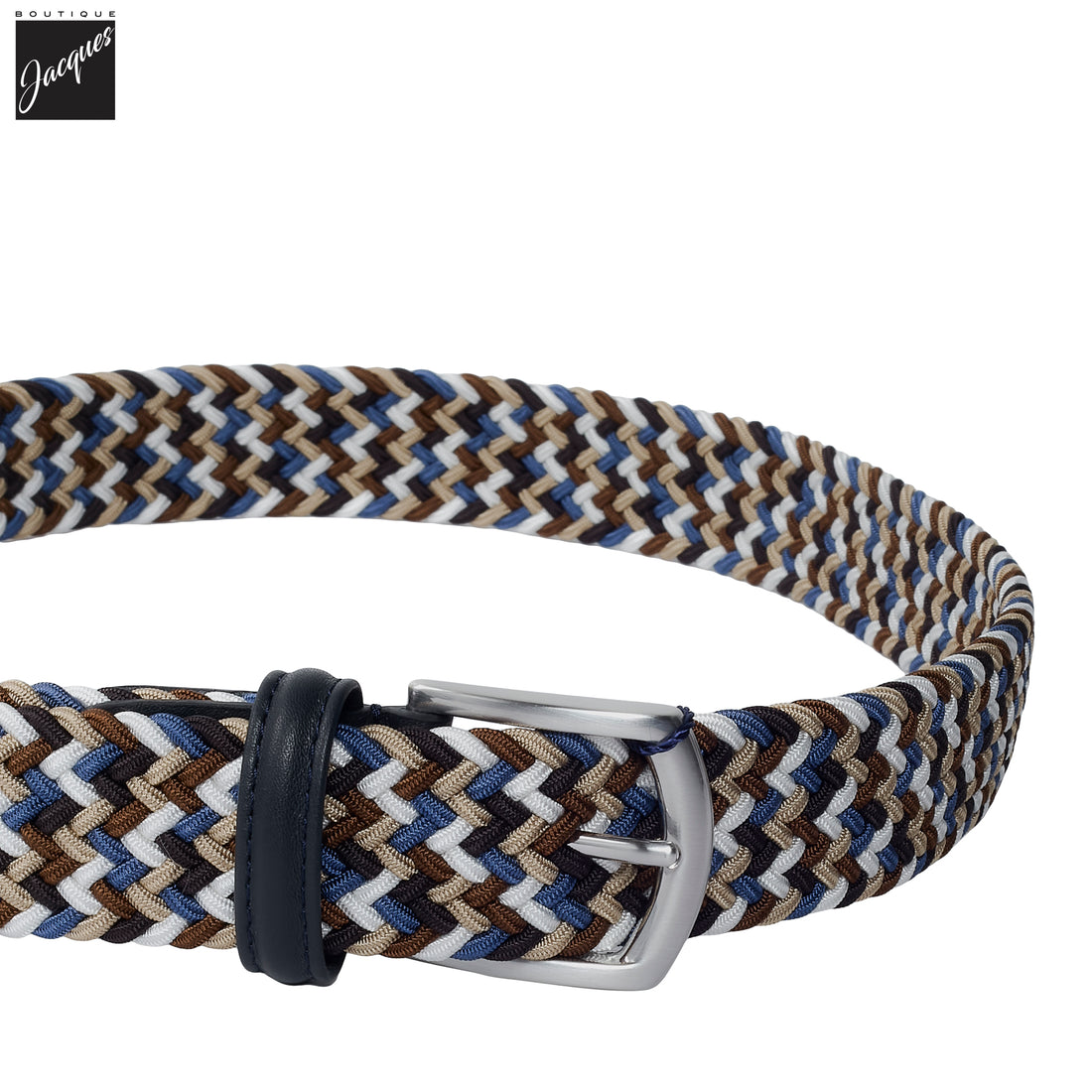 Blue & Brown Multicolour Woven Elastic Belt - Anderson's - Boutique Jacques International