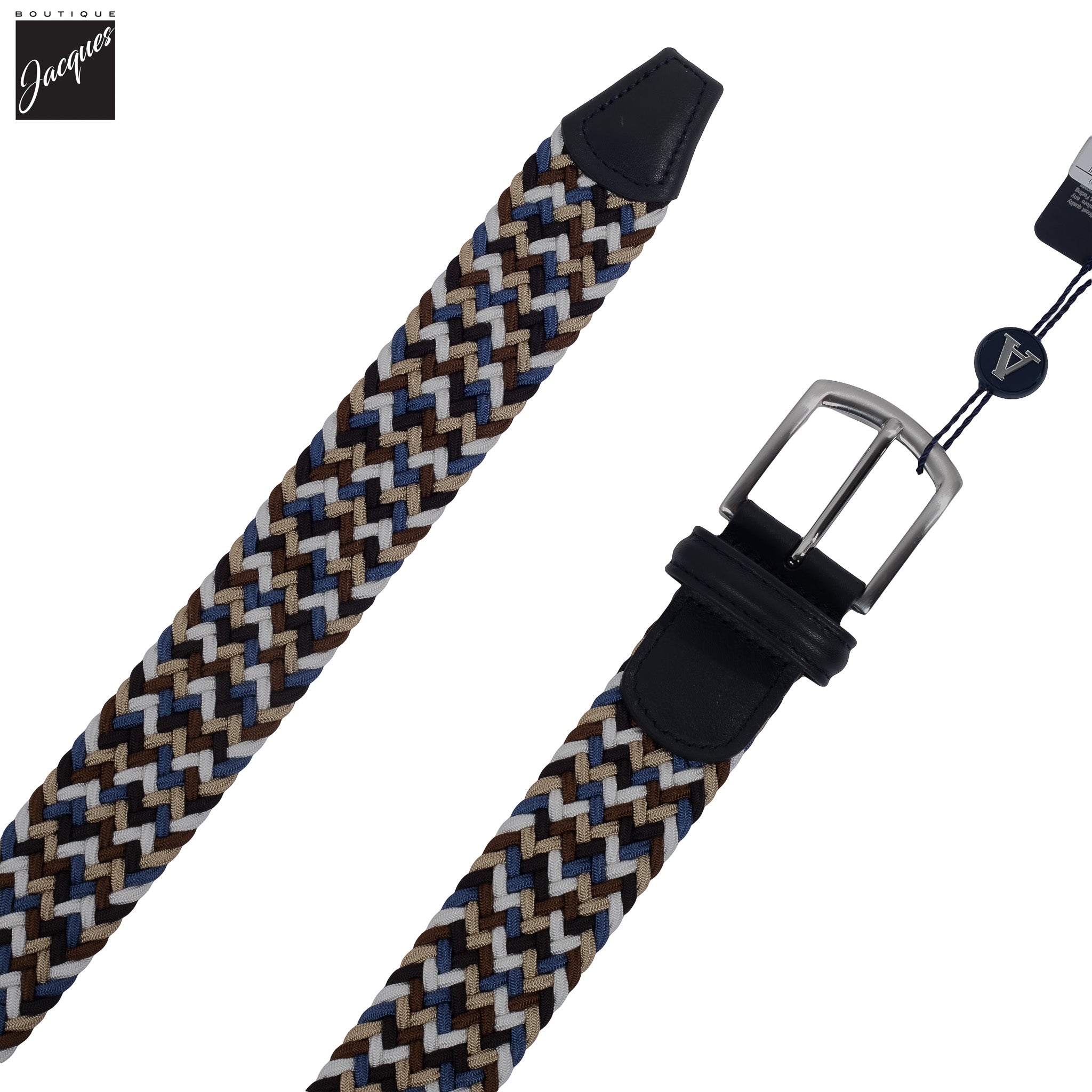 Blue & Brown Multicolour Woven Elastic Belt - Anderson's - Boutique Jacques International