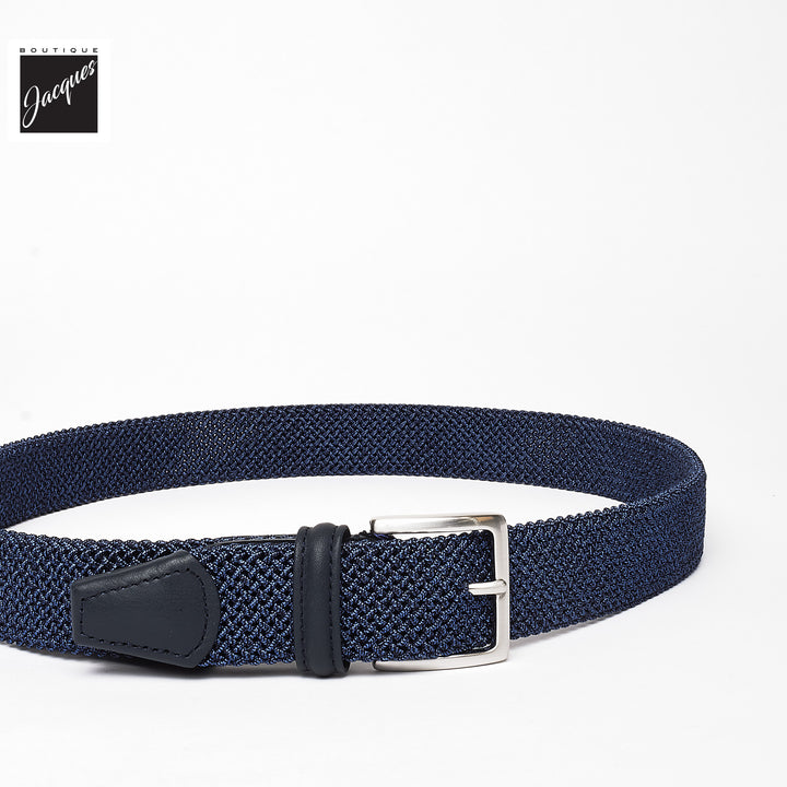 Blue Mélange Woven Elastic Belt - Anderson's