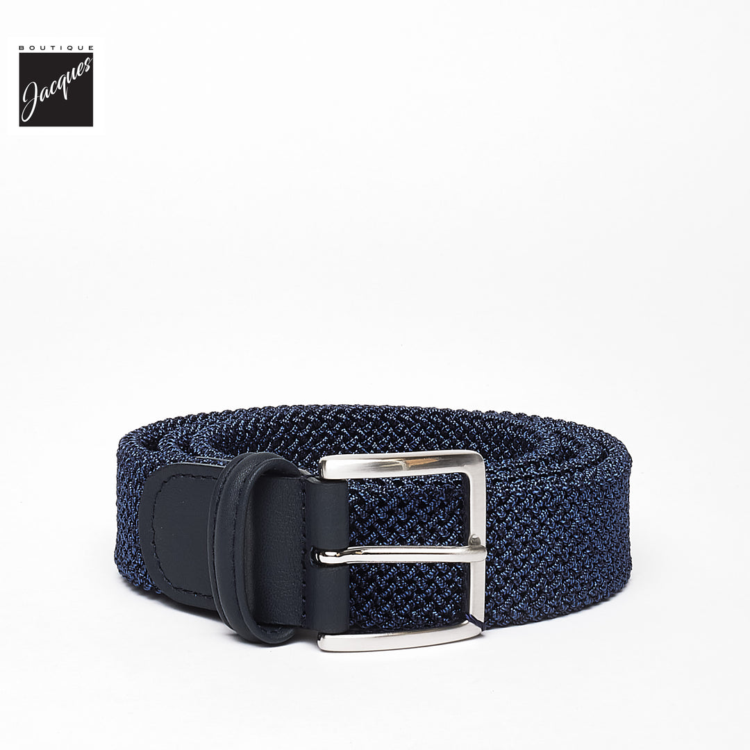 Blue Mélange Woven Elastic Belt - Anderson's