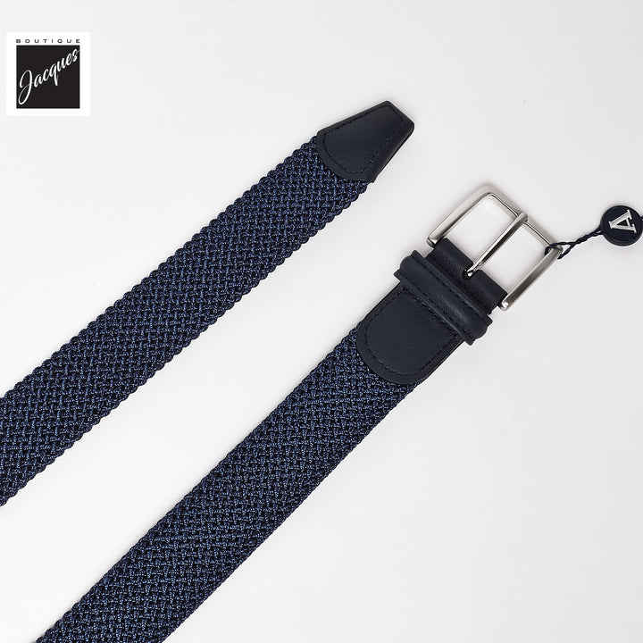 Blue Mélange Woven Elastic Belt - Anderson's