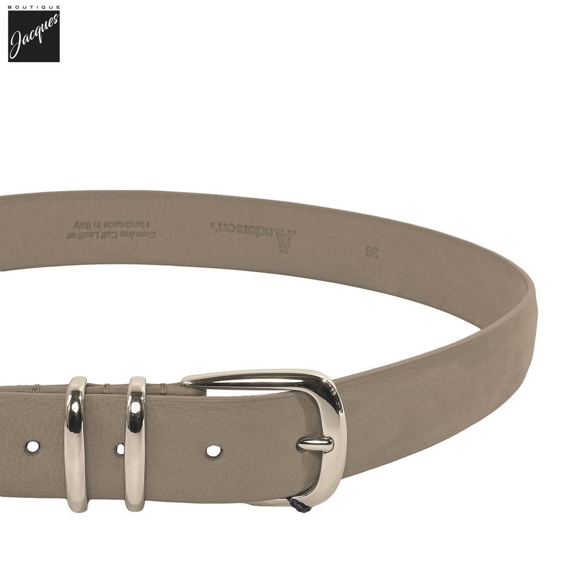 Light Taupe Soft Nubuck Suede Leather Casual Belt - Anderson's - Boutique Jacques International