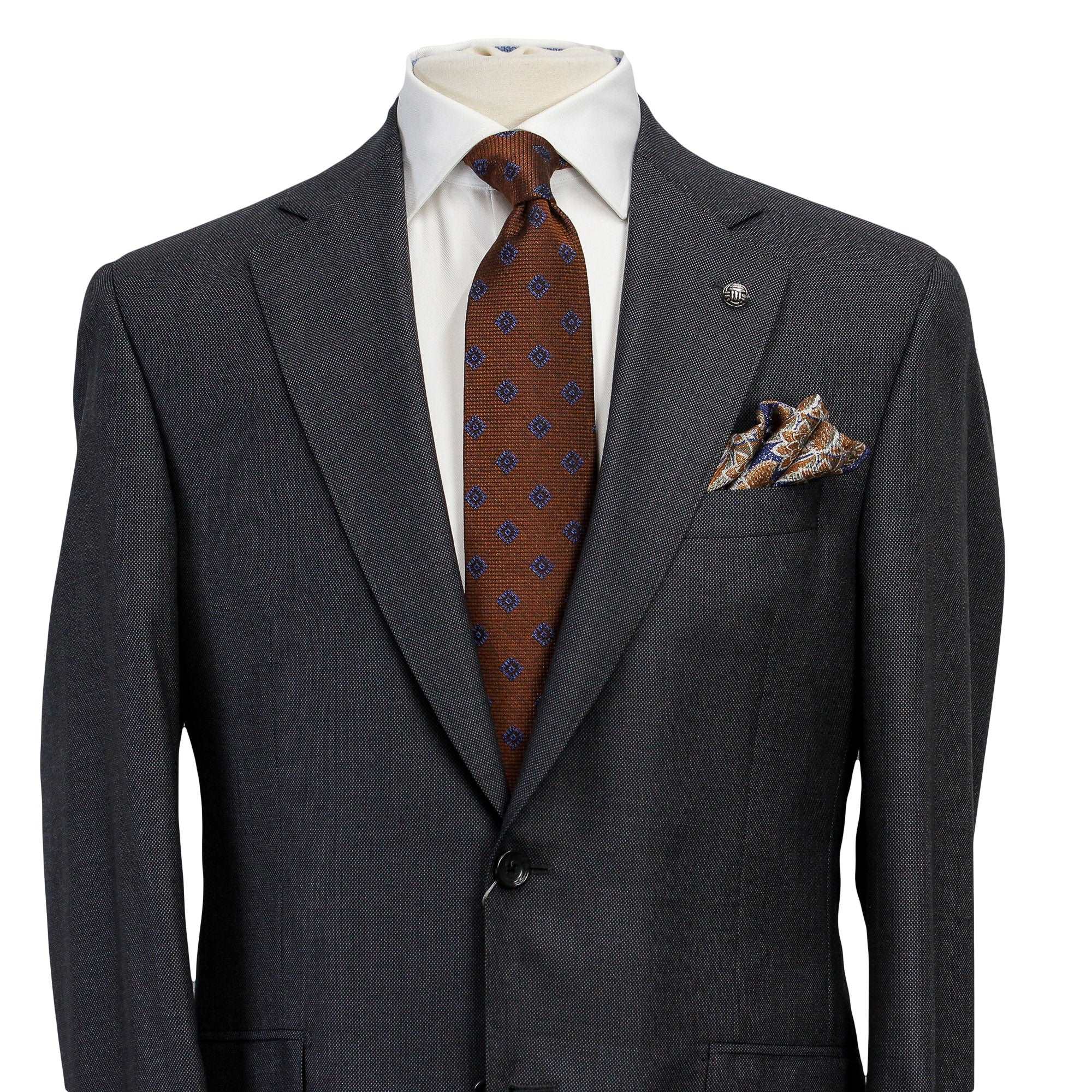 Anniversary Charcoal Nailhead Mason Contemporary Fit Wool Suit - Jack Victor