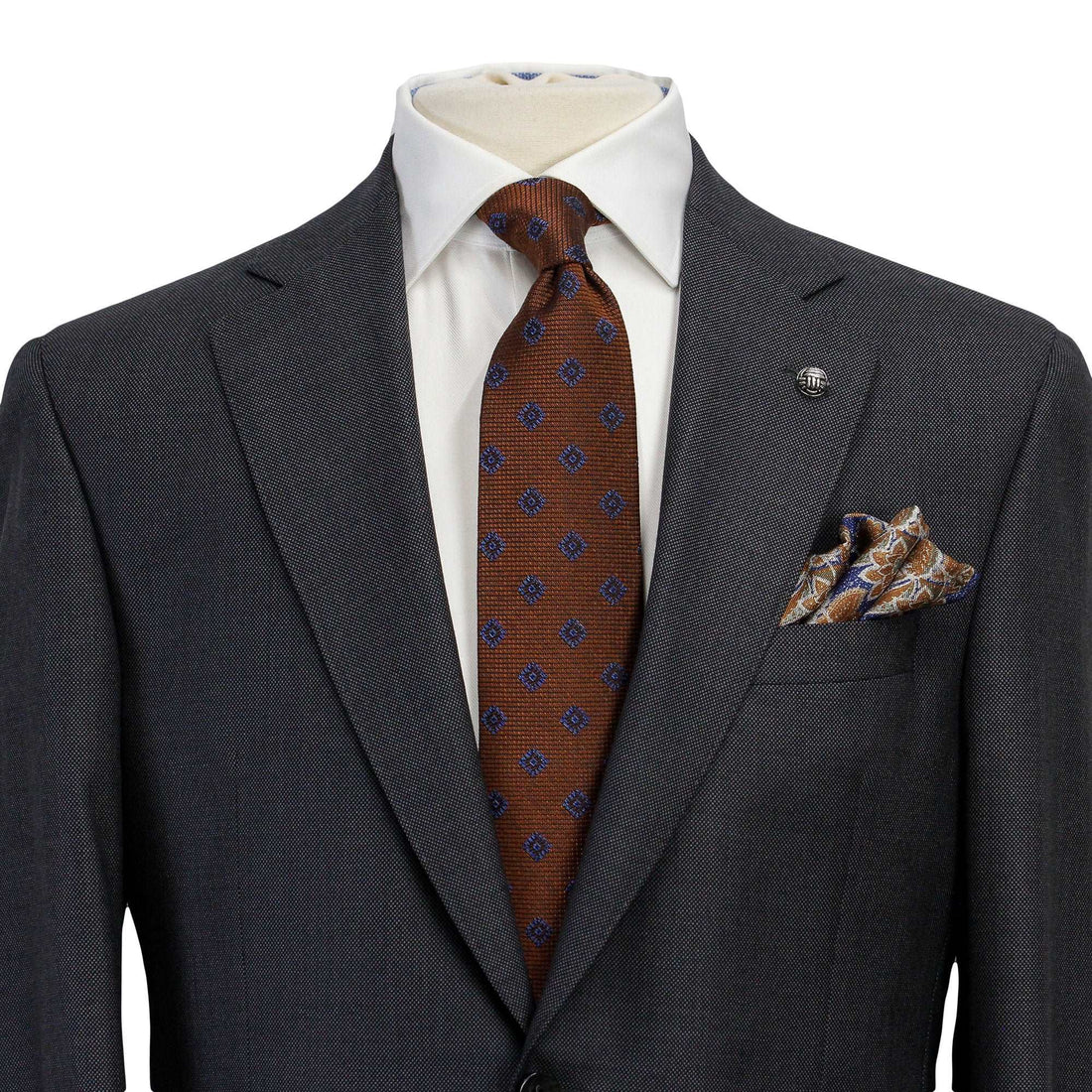 Anniversary Charcoal Nailhead Mason Contemporary Fit Wool Suit - Jack Victor