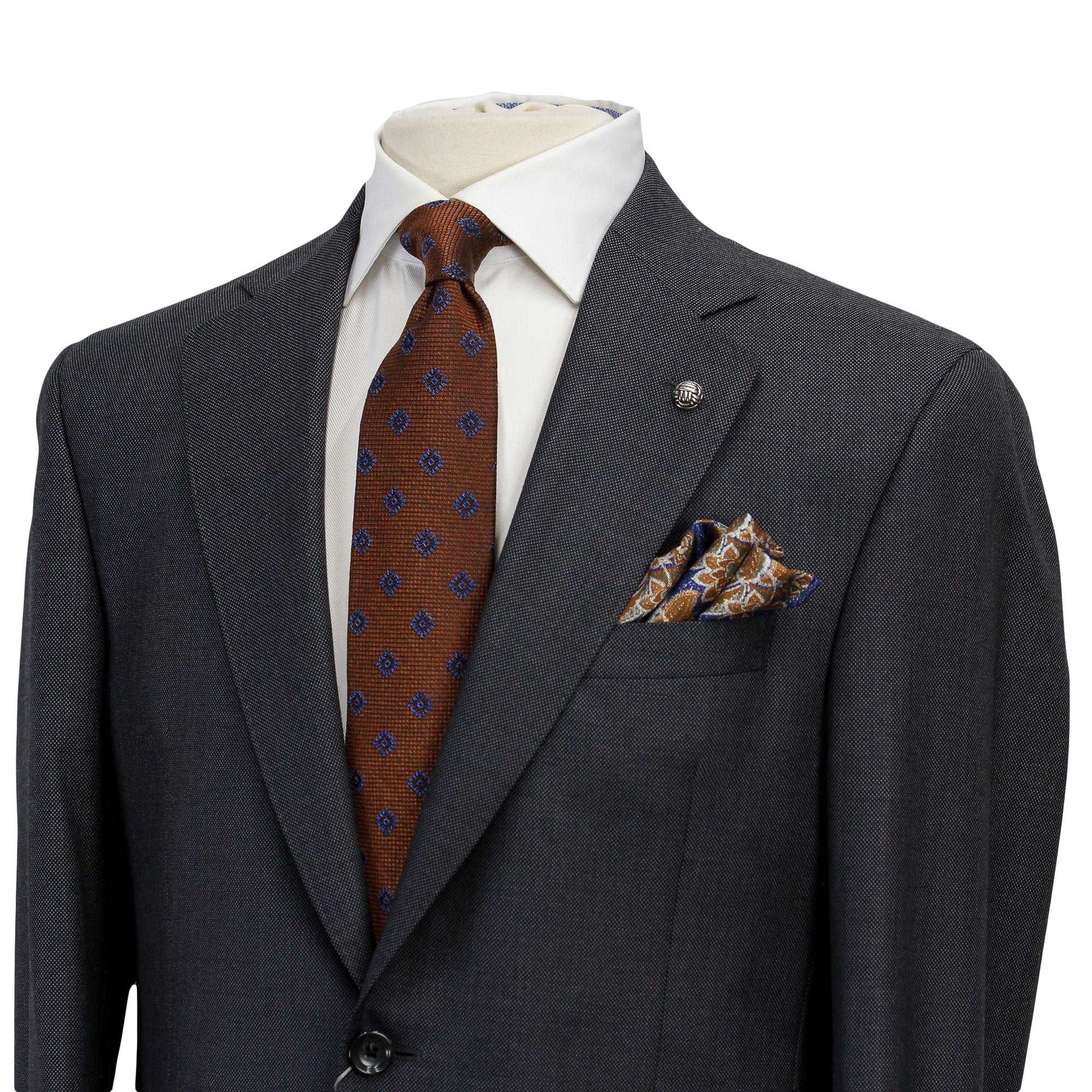 Anniversary Charcoal Nailhead Mason Contemporary Fit Wool Suit - Jack Victor