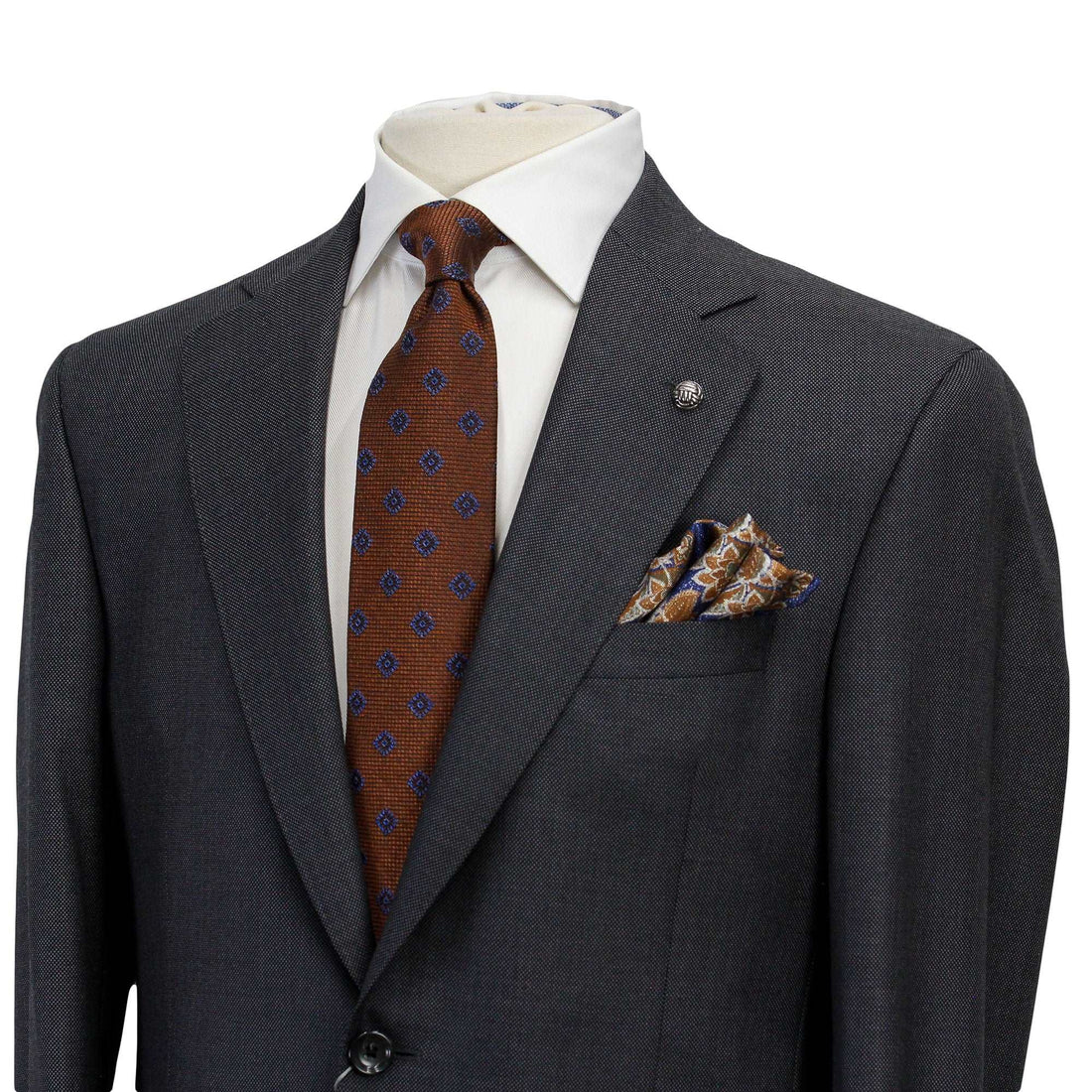 Anniversary Charcoal Nailhead Mason Contemporary Fit Wool Suit - Jack Victor