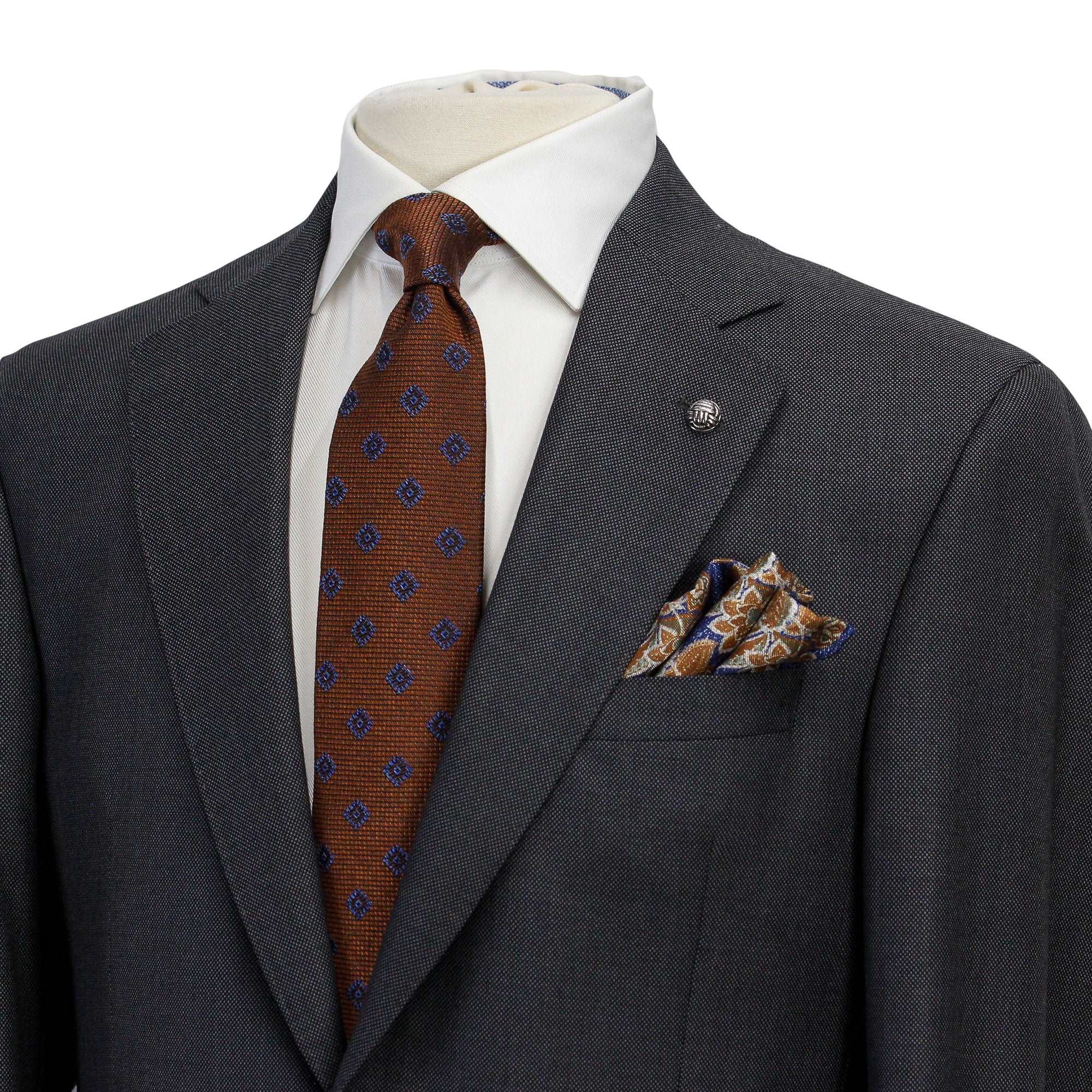 Anniversary Charcoal Nailhead Mason Contemporary Fit Wool Suit - Jack Victor