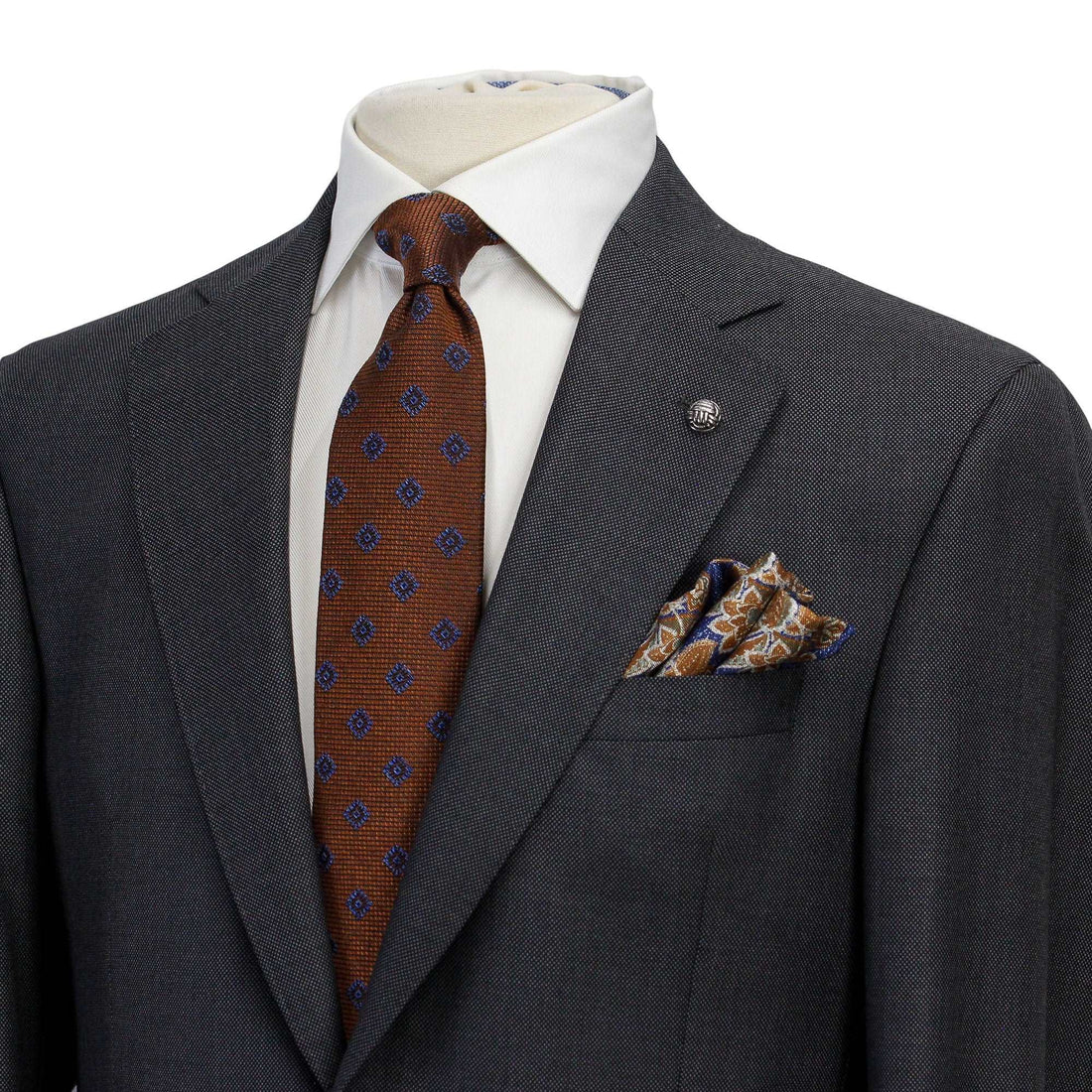 Anniversary Charcoal Nailhead Mason Contemporary Fit Wool Suit - Jack Victor