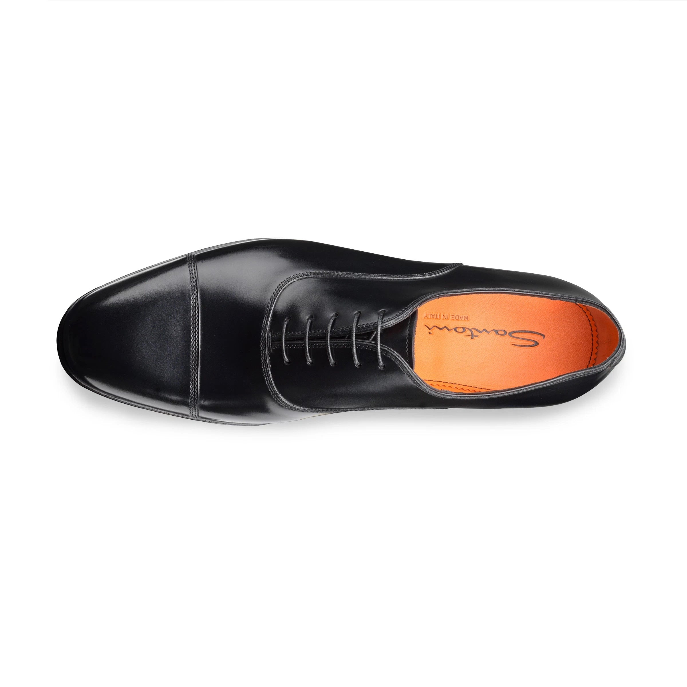 Black Leather Archie Cap-Toe Oxfords - Santoni