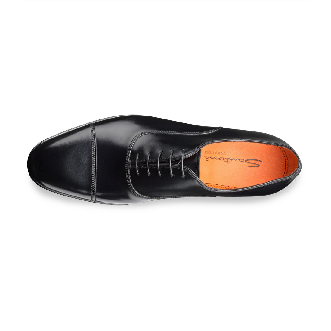 Black Leather Archie Cap-Toe Oxfords - Santoni