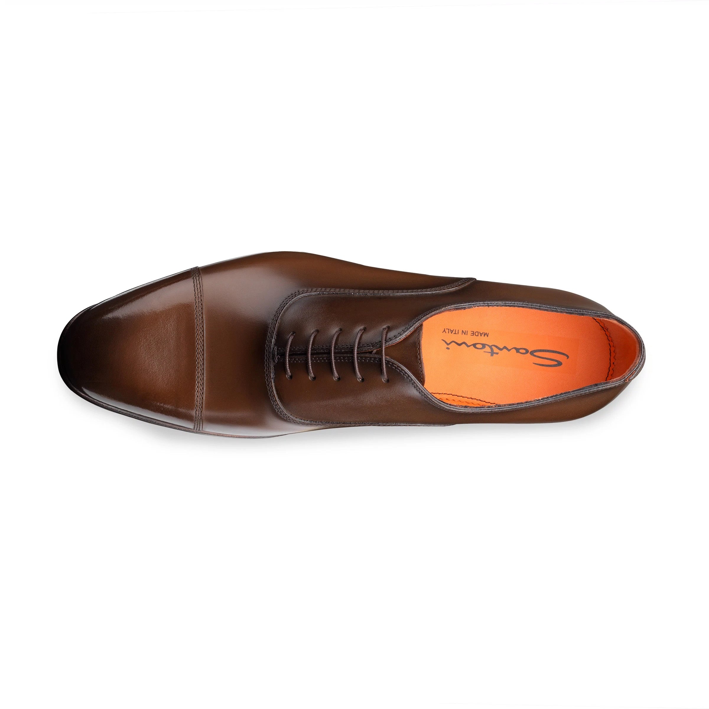 Brown Leather Archie Cap-Toe Oxfords - Santoni