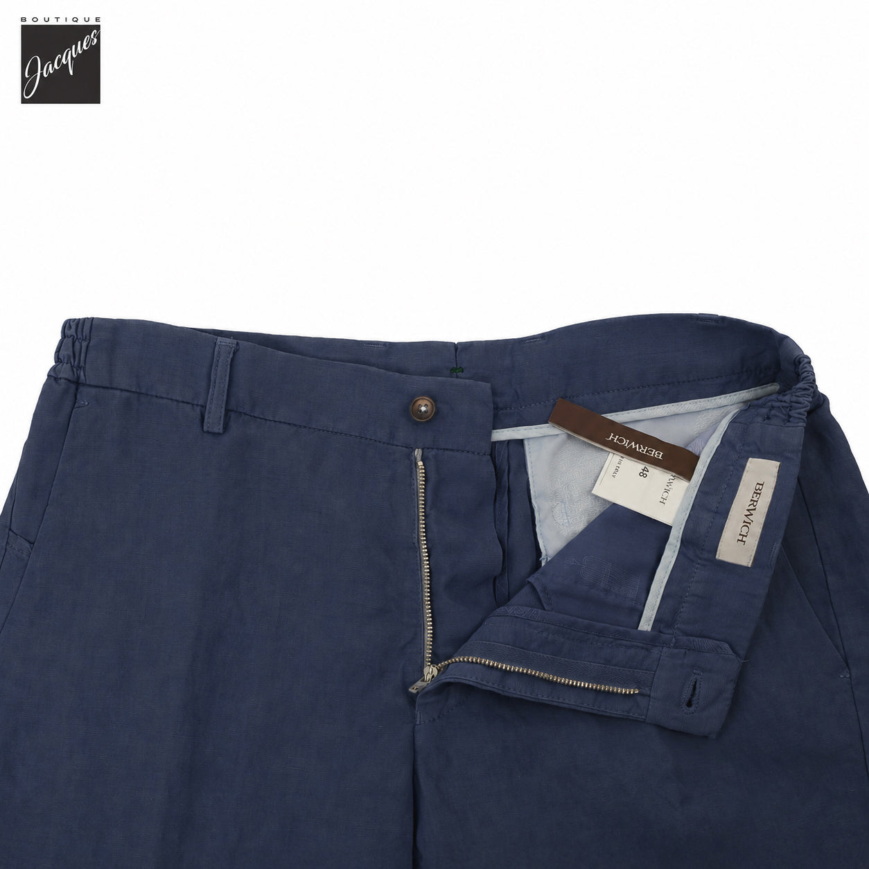 Avio Blue Lyocell-Linen Elax Bermuda Shorts - Berwich - Boutique Jacques International