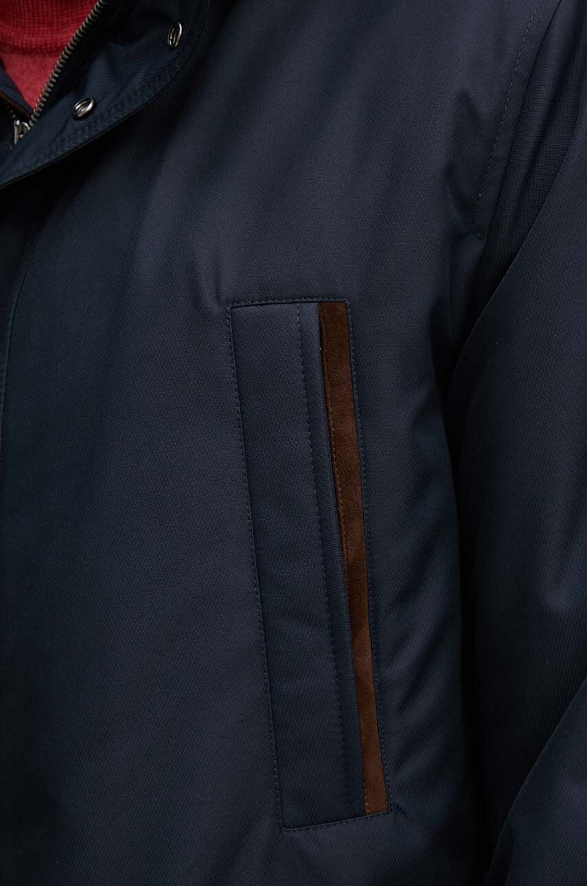 Navy Typhoon Waterproof Hooded Car-Coat w/ Alcantara Trim - Paul & Shark