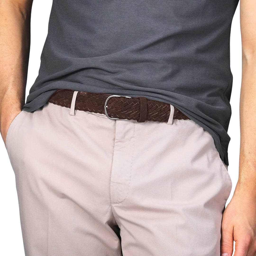 Brown Woven Suede Pin-Buckle Belt - Anderson's - Boutique Jacques International