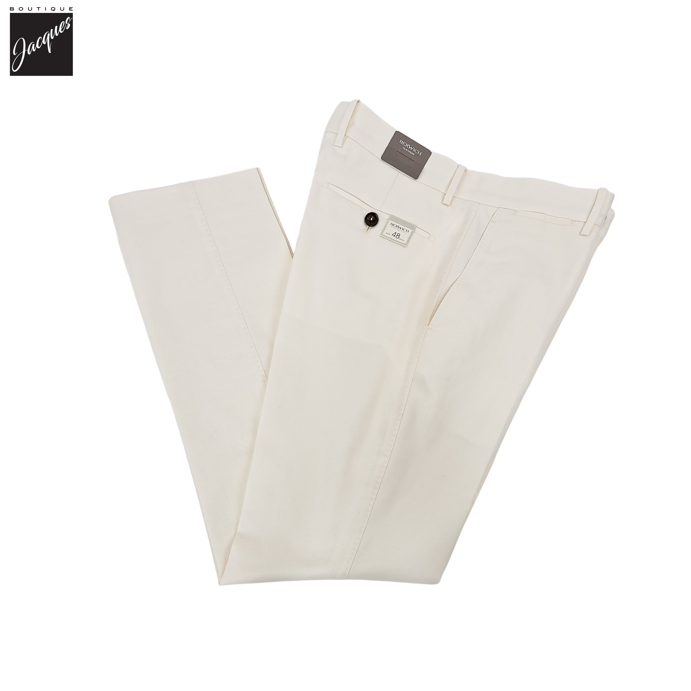 Ecru Cotton-Cashmere Vulcano Lux Trouser - Berwich Platinum - Boutique Jacques International