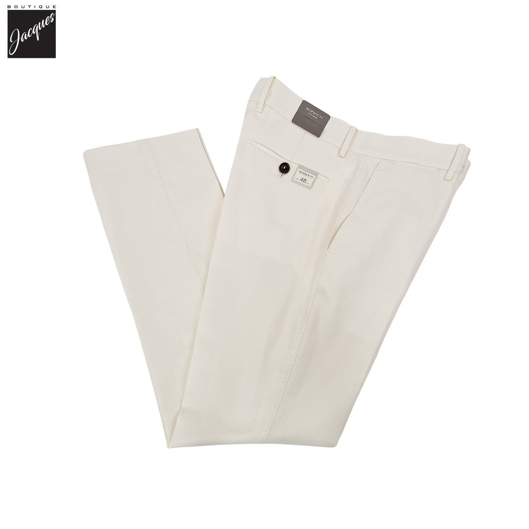 Ecru Cotton-Cashmere Vulcano Lux Trouser - Berwich Platinum - Boutique Jacques International