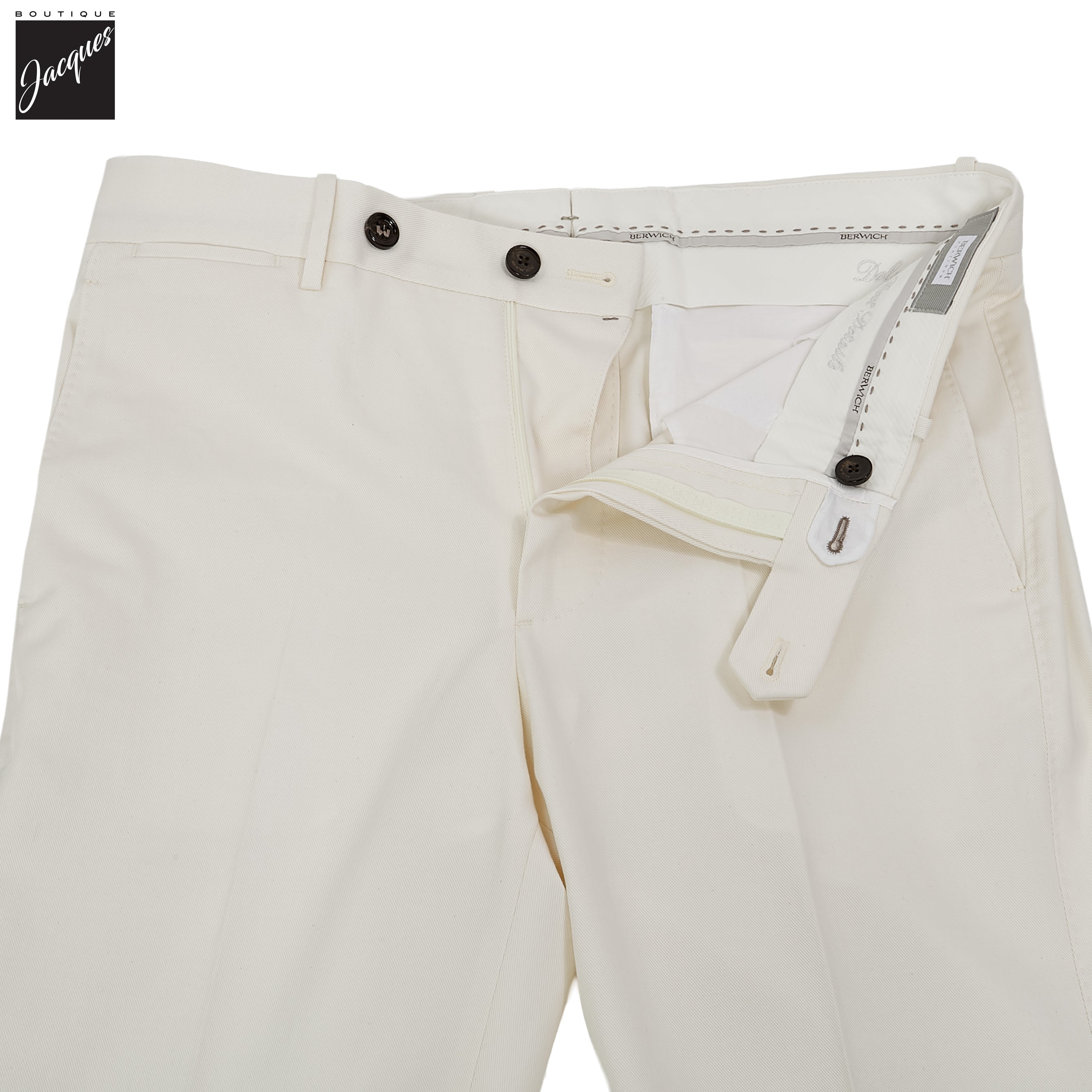 Ecru Cotton-Cashmere Vulcano Lux Trouser - Berwich Platinum - Boutique Jacques International