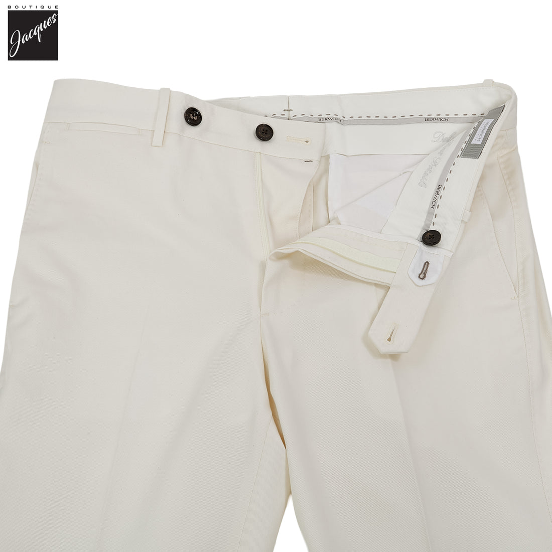 Ecru Cotton-Cashmere Vulcano Lux Trouser - Berwich Platinum - Boutique Jacques International