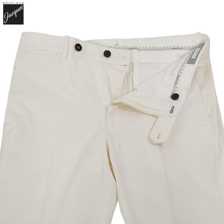 Ecru Cotton-Cashmere Vulcano Lux Trouser - Berwich Platinum - Boutique Jacques International