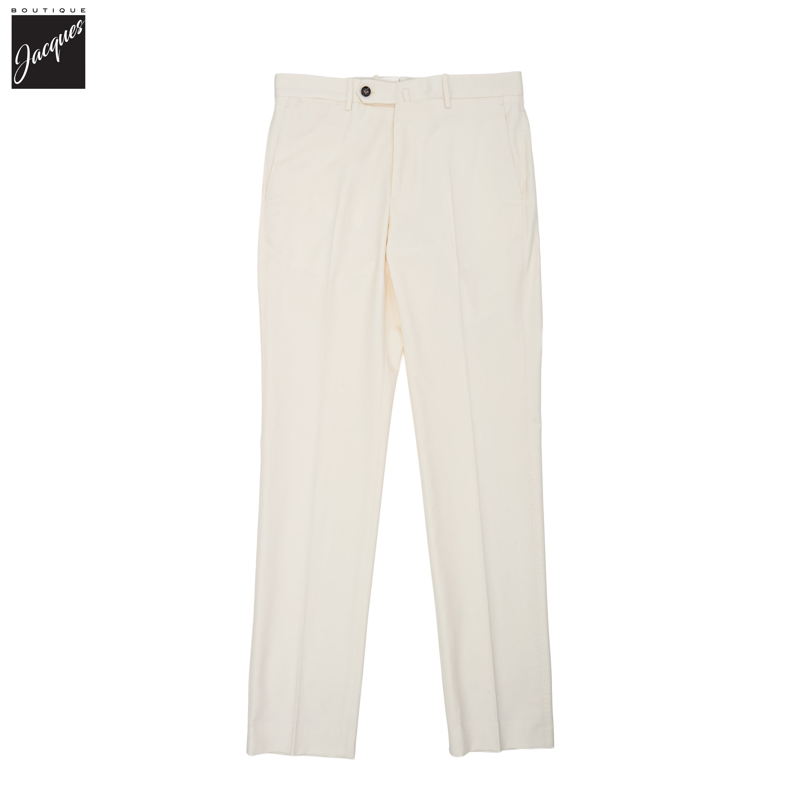 Ecru Cotton-Cashmere Vulcano Lux Trouser - Berwich Platinum - Boutique Jacques International