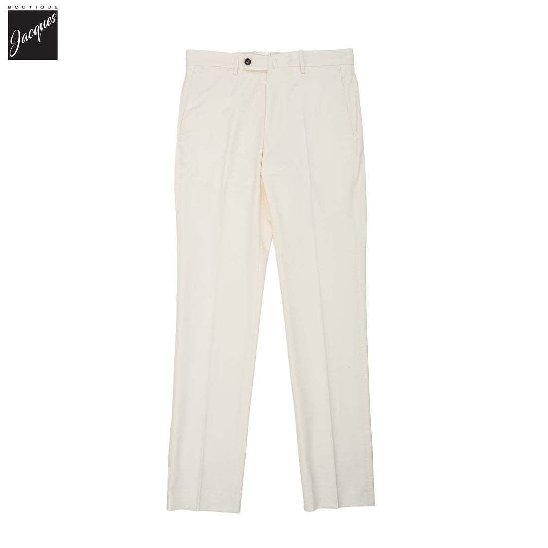 Ecru Cotton-Cashmere Vulcano Lux Trouser - Berwich Platinum - Boutique Jacques International