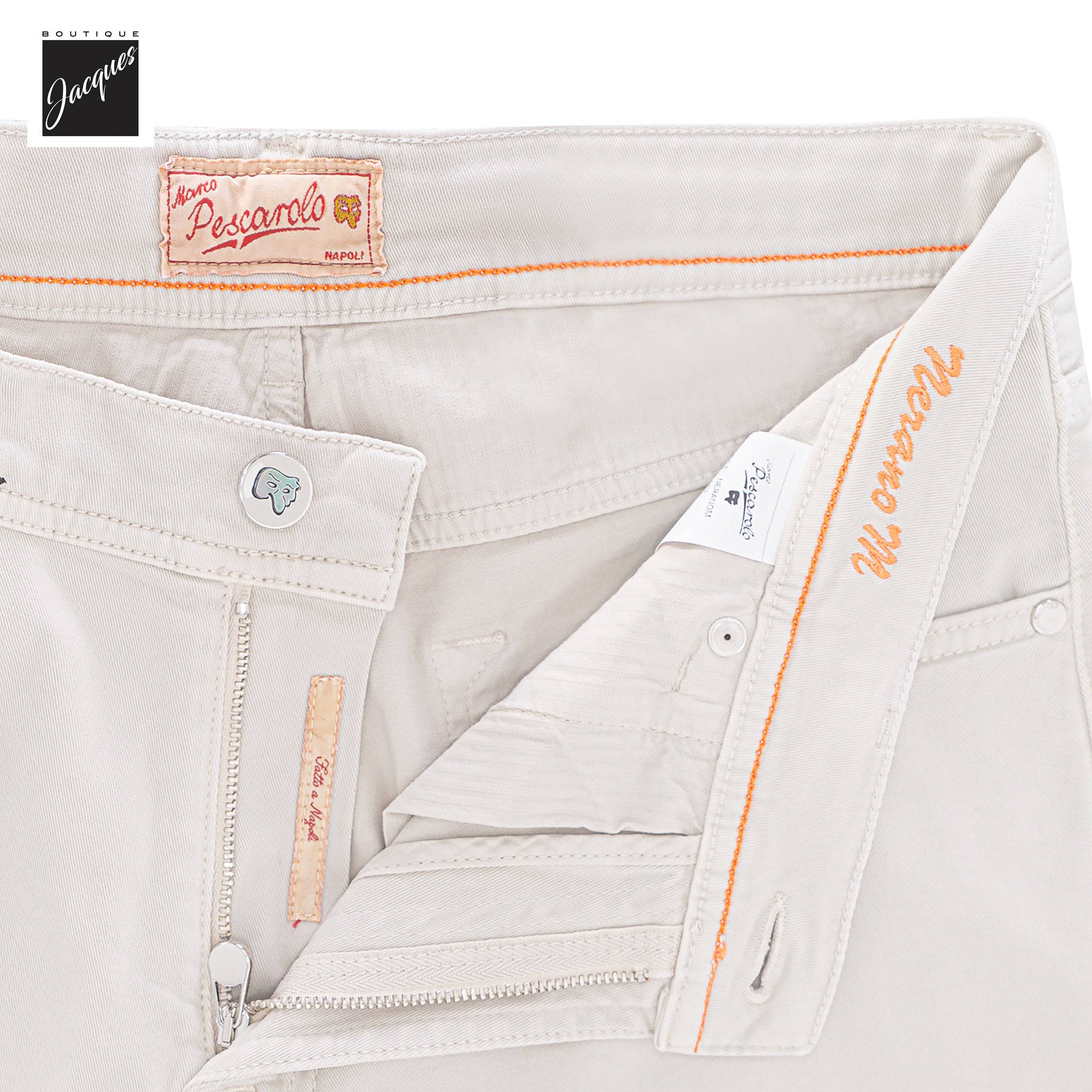 Beige Cotton-Cashmere Nerano M Tailored Fit Five Pocket Pants - Marco Pescarolo
