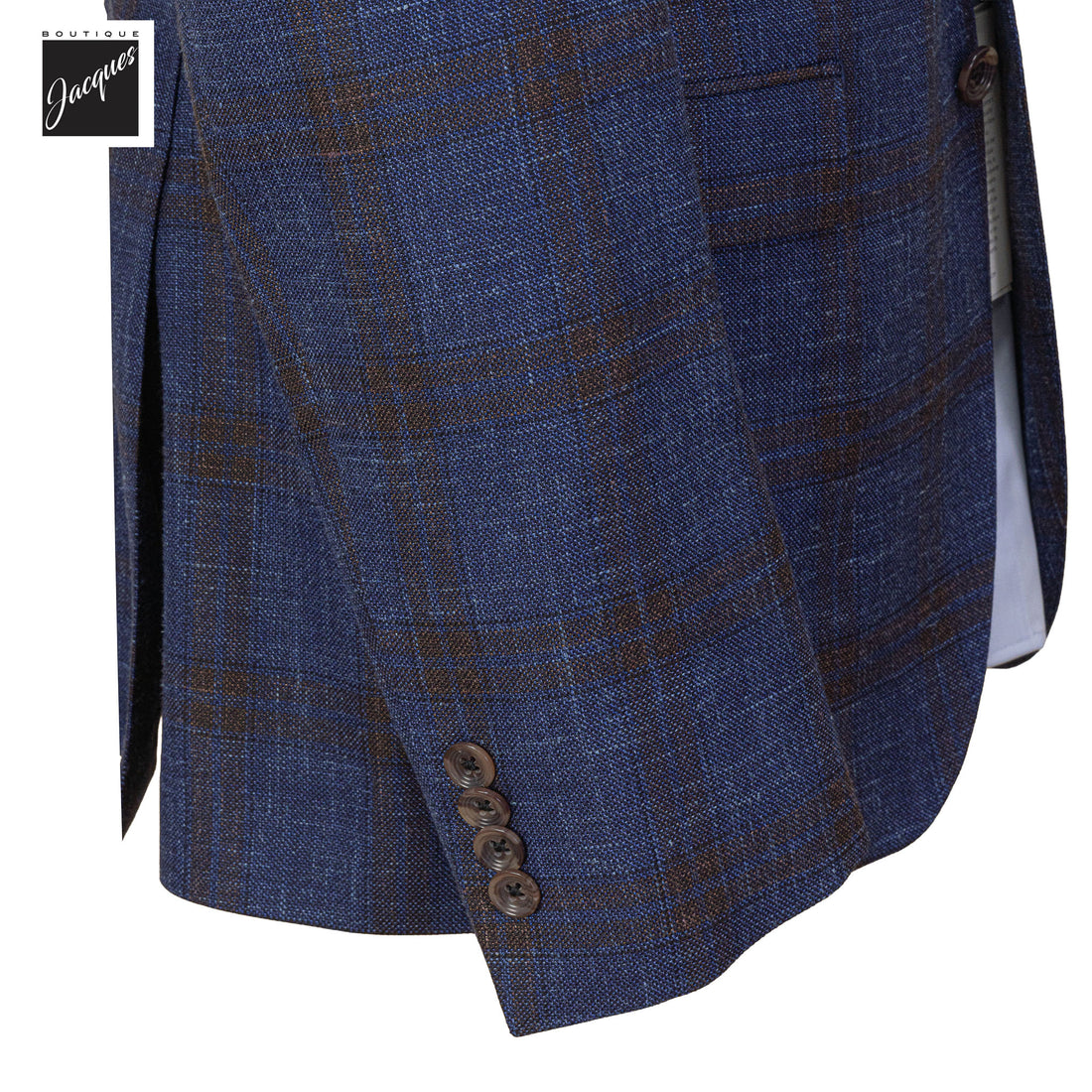 Blue Check Wool/Silk/Linen McAllen Contemporary Fit Sport Jacket - Jack Victor 1913