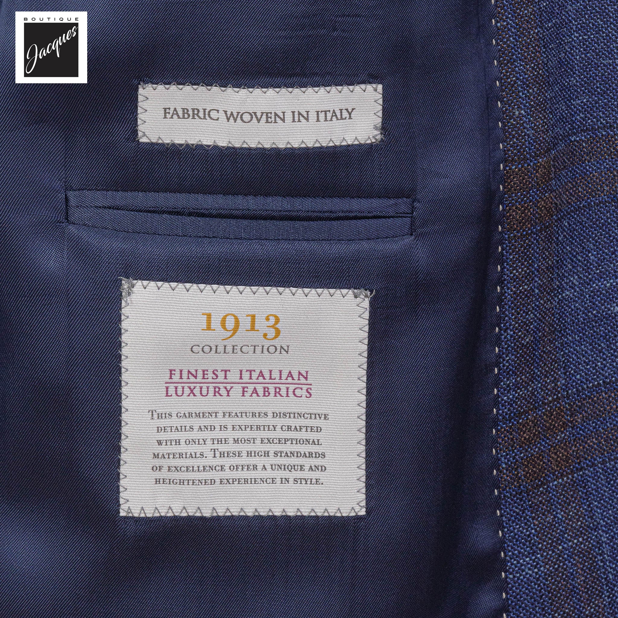 Blue Check Wool/Silk/Linen McAllen Contemporary Fit Sport Jacket - Jack Victor 1913