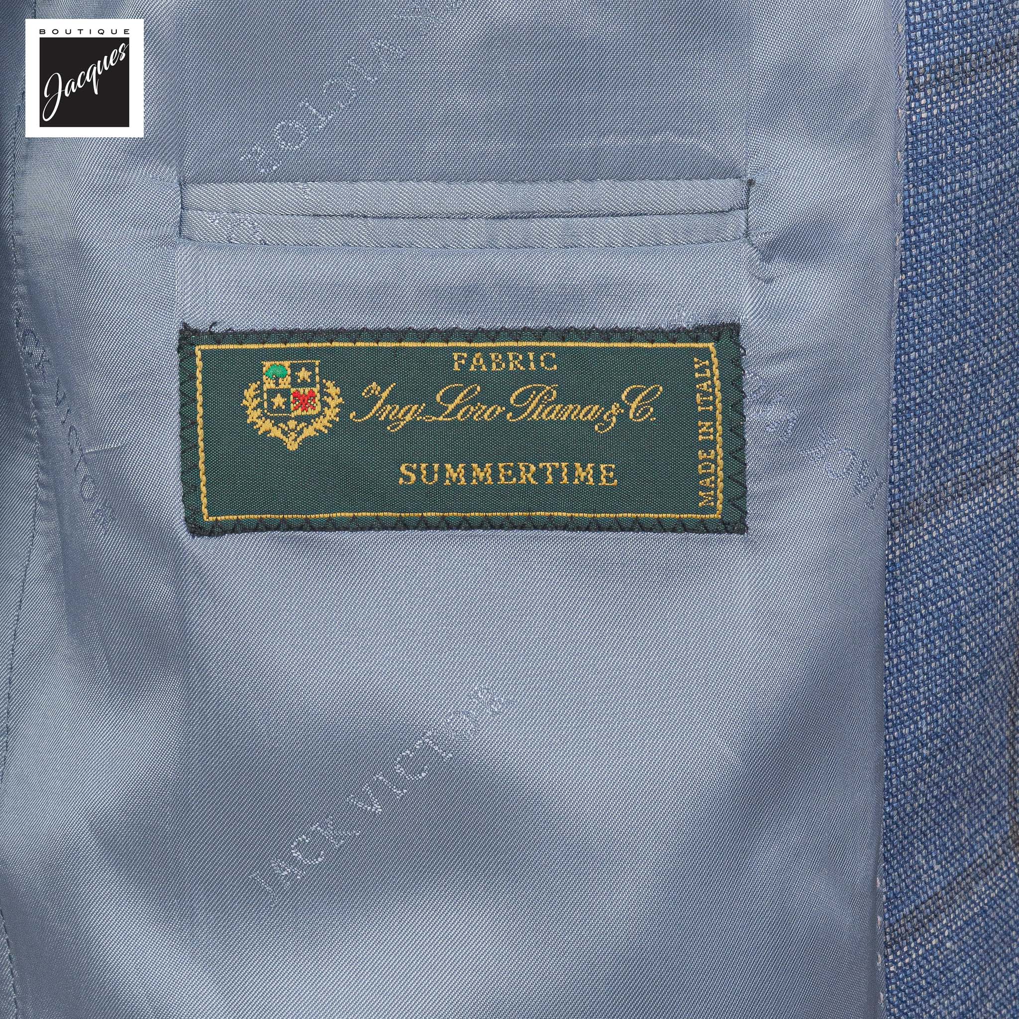 Blue & Brown Windowpane Wool/Silk/Linen Midland Fit Sport Jacket - Jack Victor