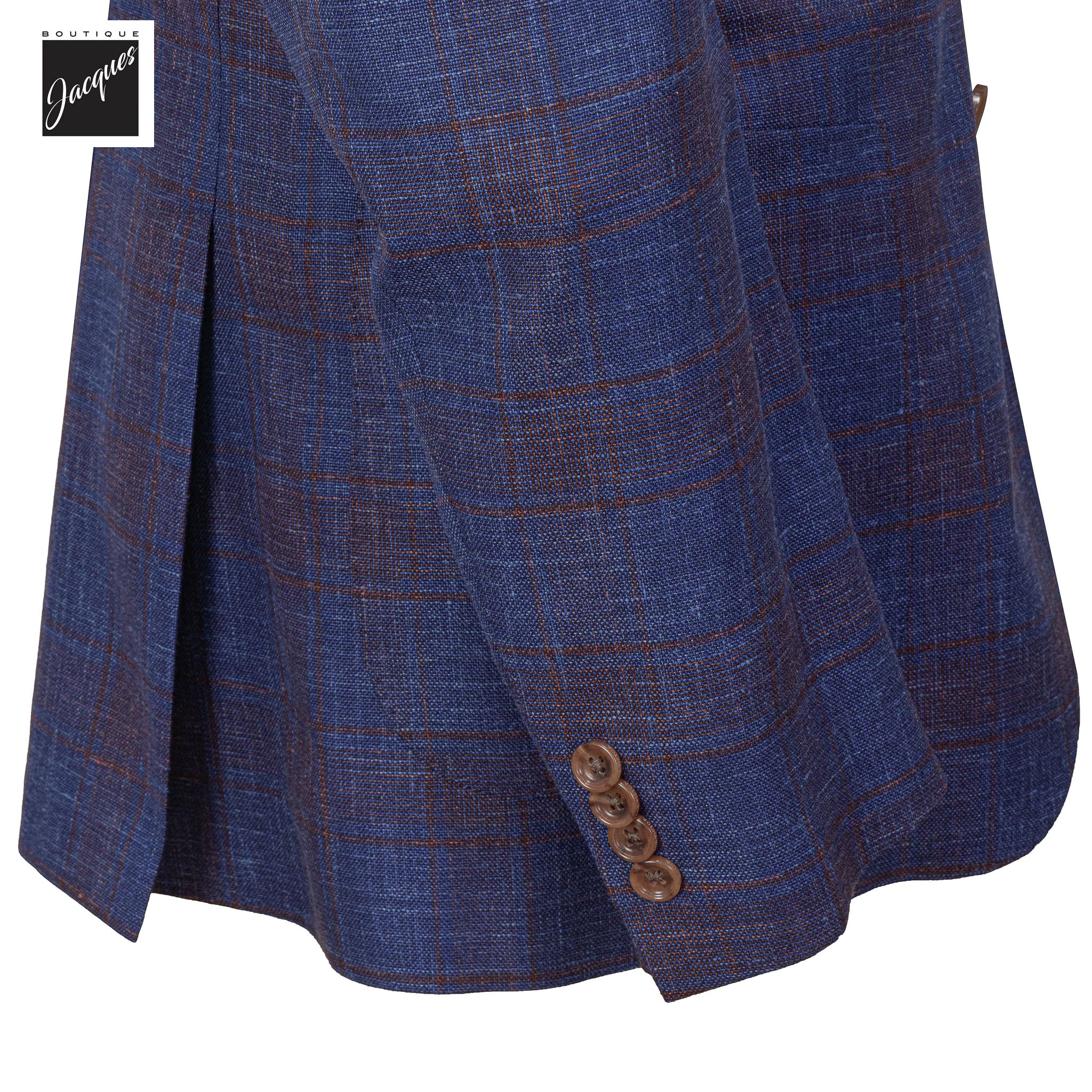 Blue & Burgundy Check Wool/Silk/Linen Hampton Contemporary Sport Jacket - Jack Victor