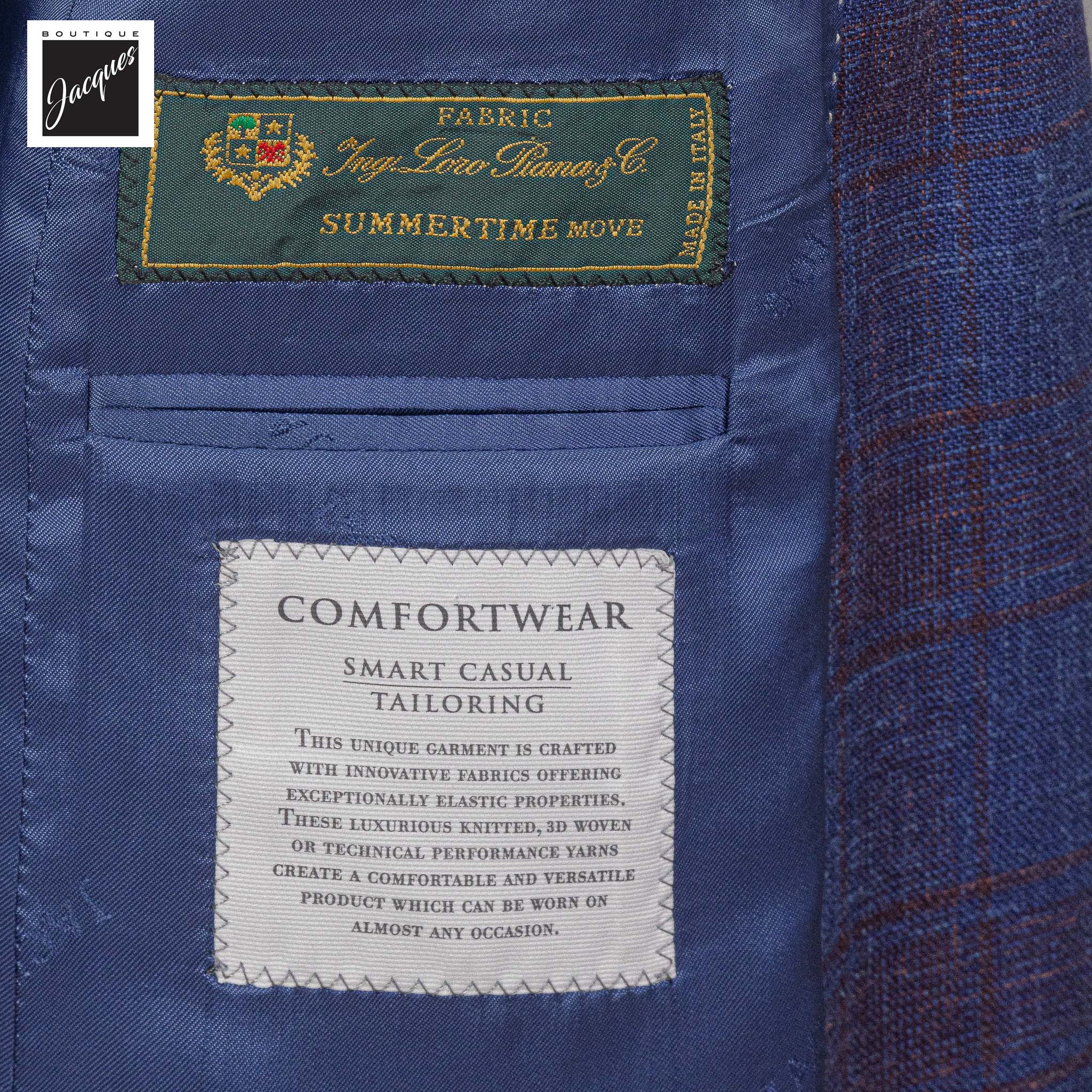 Blue & Burgundy Check Wool/Silk/Linen Hampton Contemporary Sport Jacket - Jack Victor
