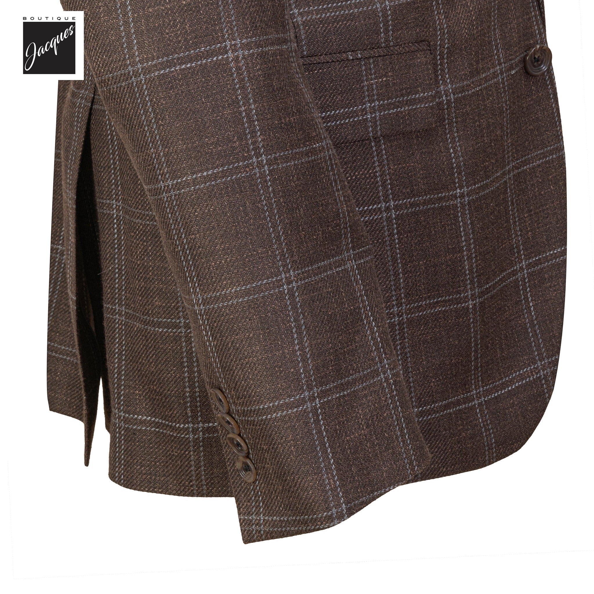 Brown Check Wool/Silk/Linen Midland Contemporary Fit Sport Jacket - Jack Victor