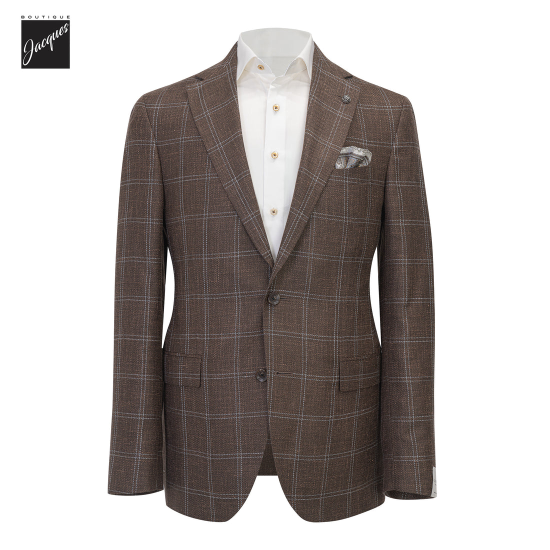 Brown Check Wool/Silk/Linen Midland Contemporary Fit Sport Jacket - Jack Victor