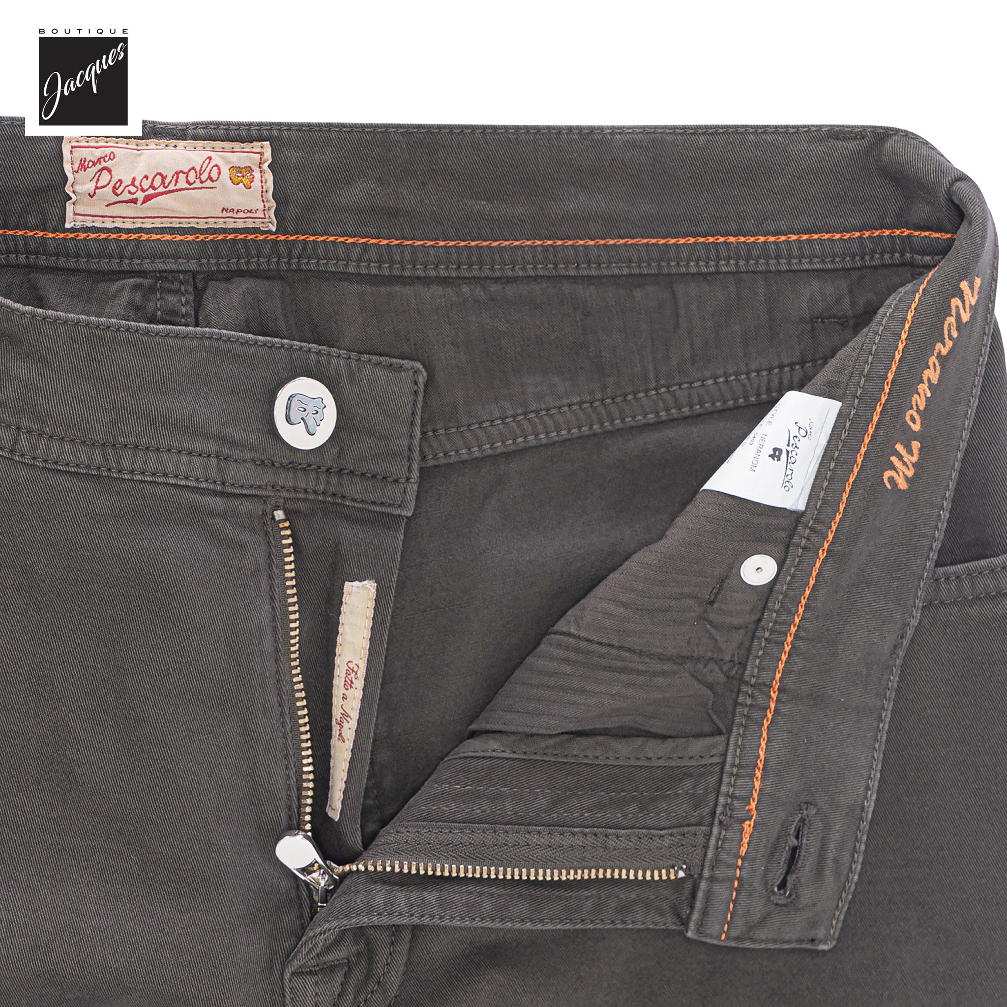 Brown Cotton-Cashmere Nerano M Tailored Fit Five Pocket Pants - Marco Pescarolo