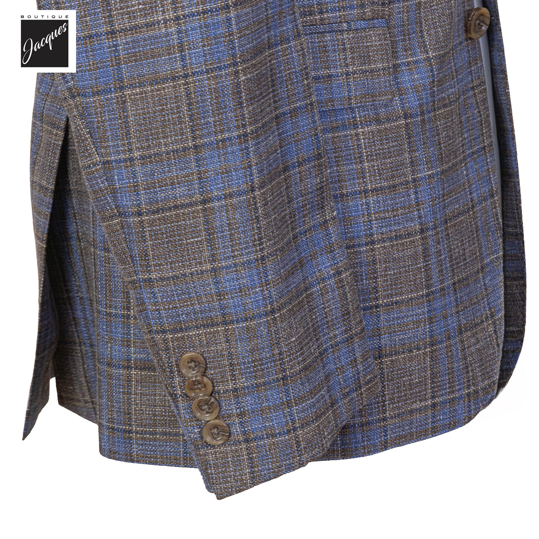Brown Over-Check Wool/Silk/Linen Midland Contemporary Fit Sport Jacket - Jack Victor