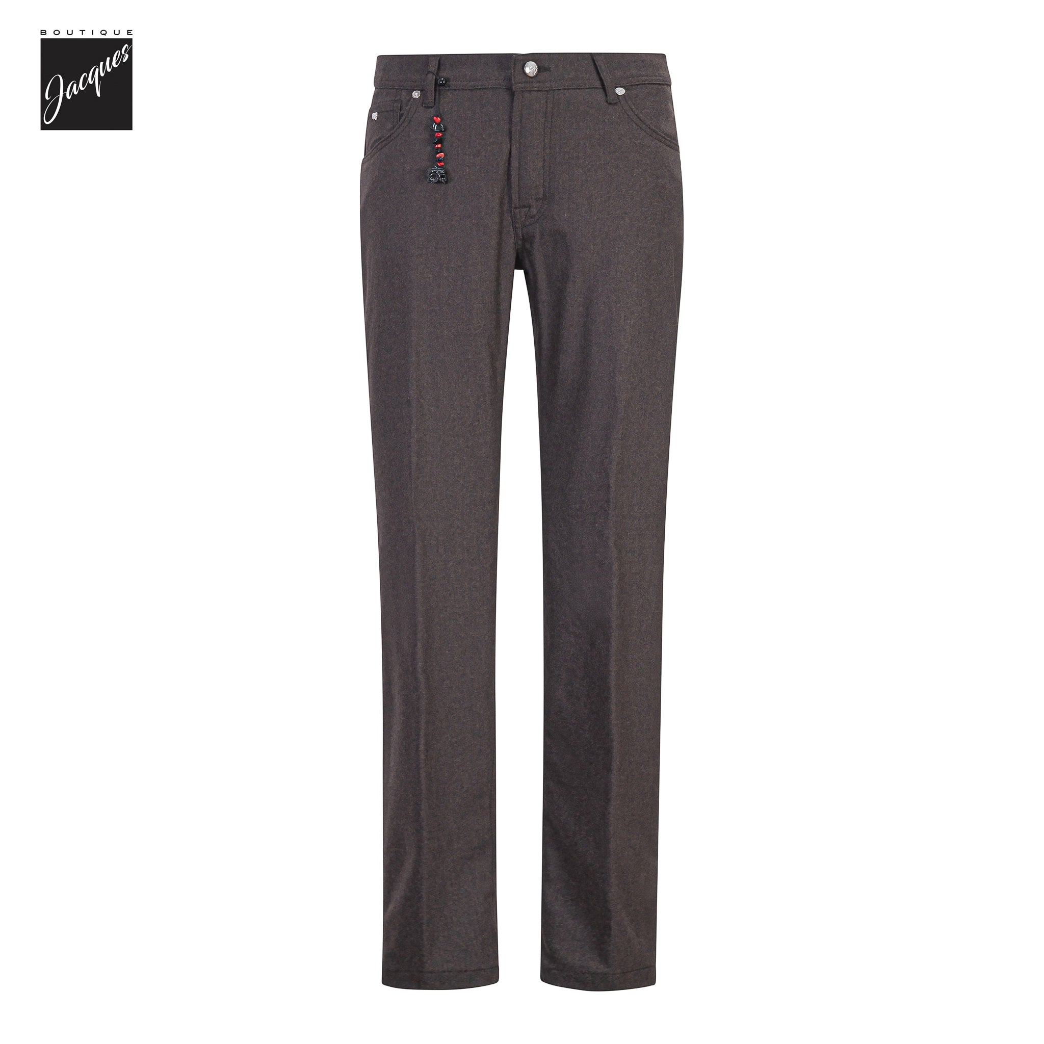 Brown Wool-Cashmere Flannel Nerano M Tailored Fit Five Pocket Pants - Marco Pescarolo