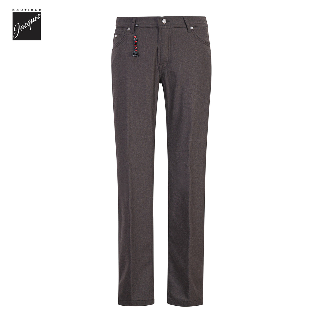 Brown Wool-Cashmere Flannel Nerano M Tailored Fit Five Pocket Pants - Marco Pescarolo